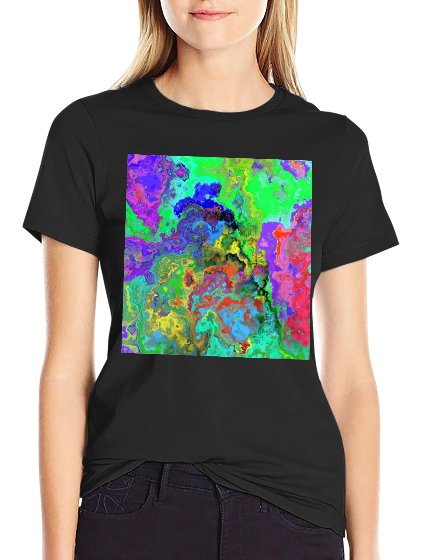 Psychedelic Abstract Art T-Shirt - Black