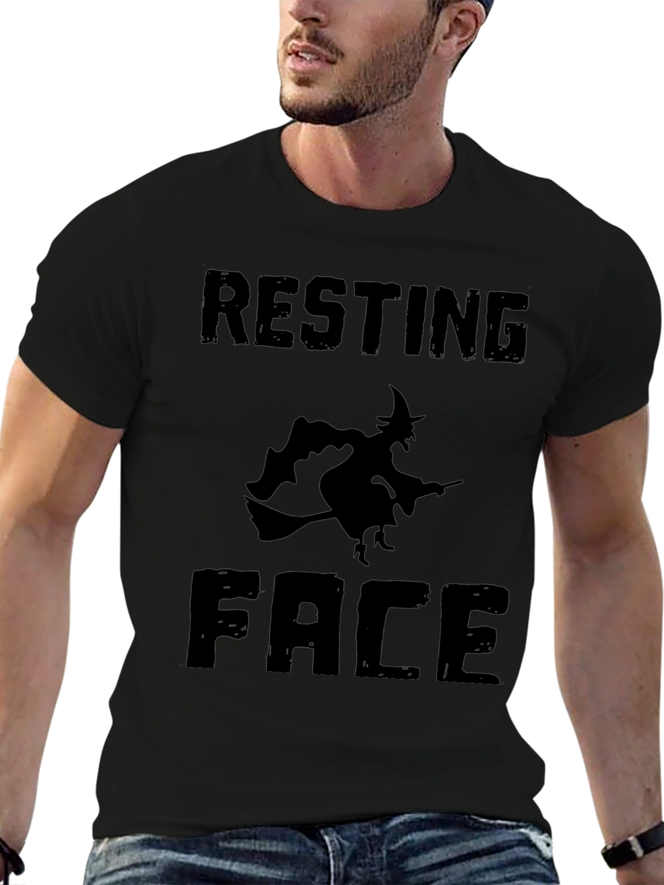 Resting Witch Face Halloween Graphic Tee