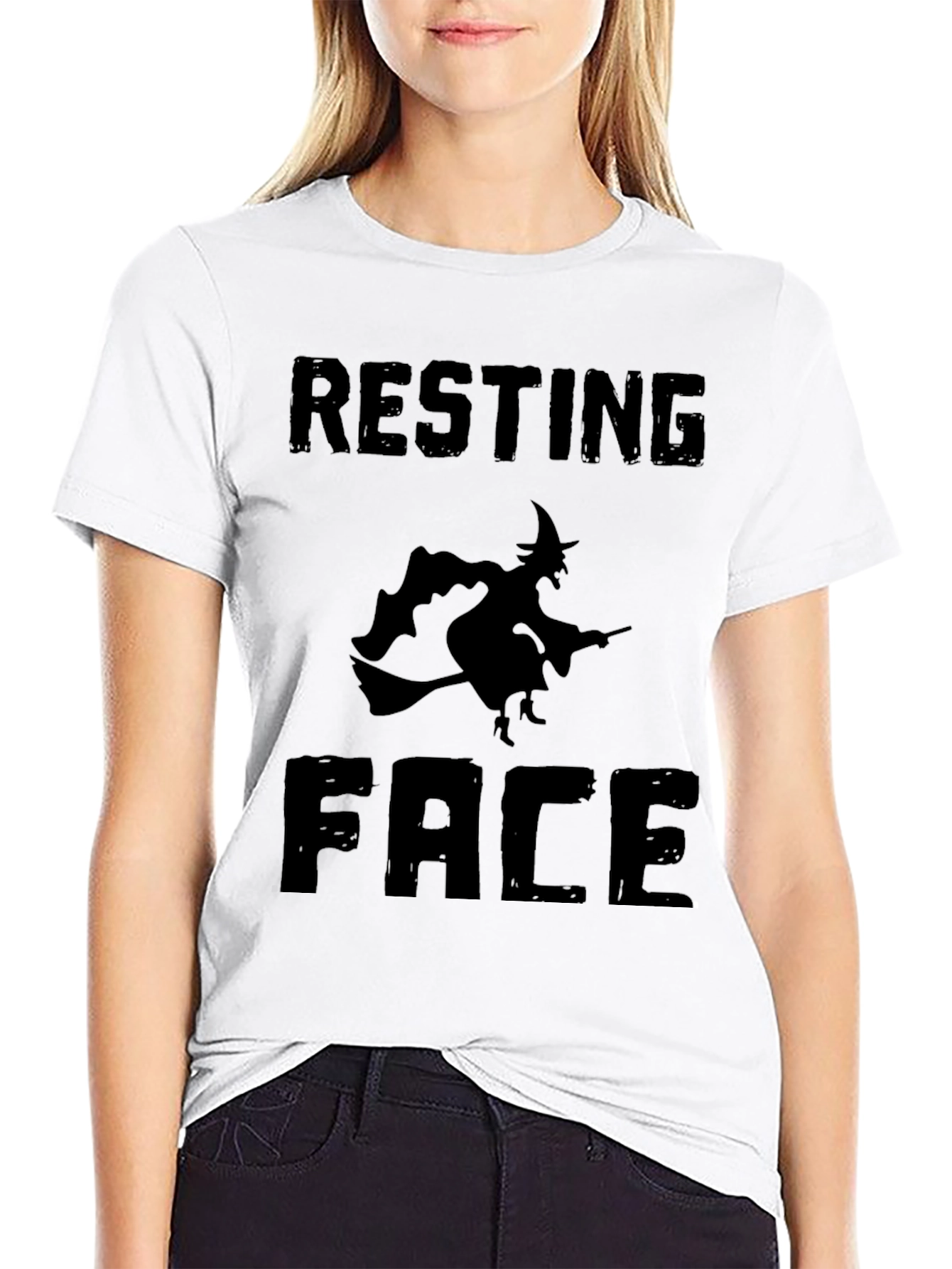 Resting Witch Face Halloween Graphic Tee