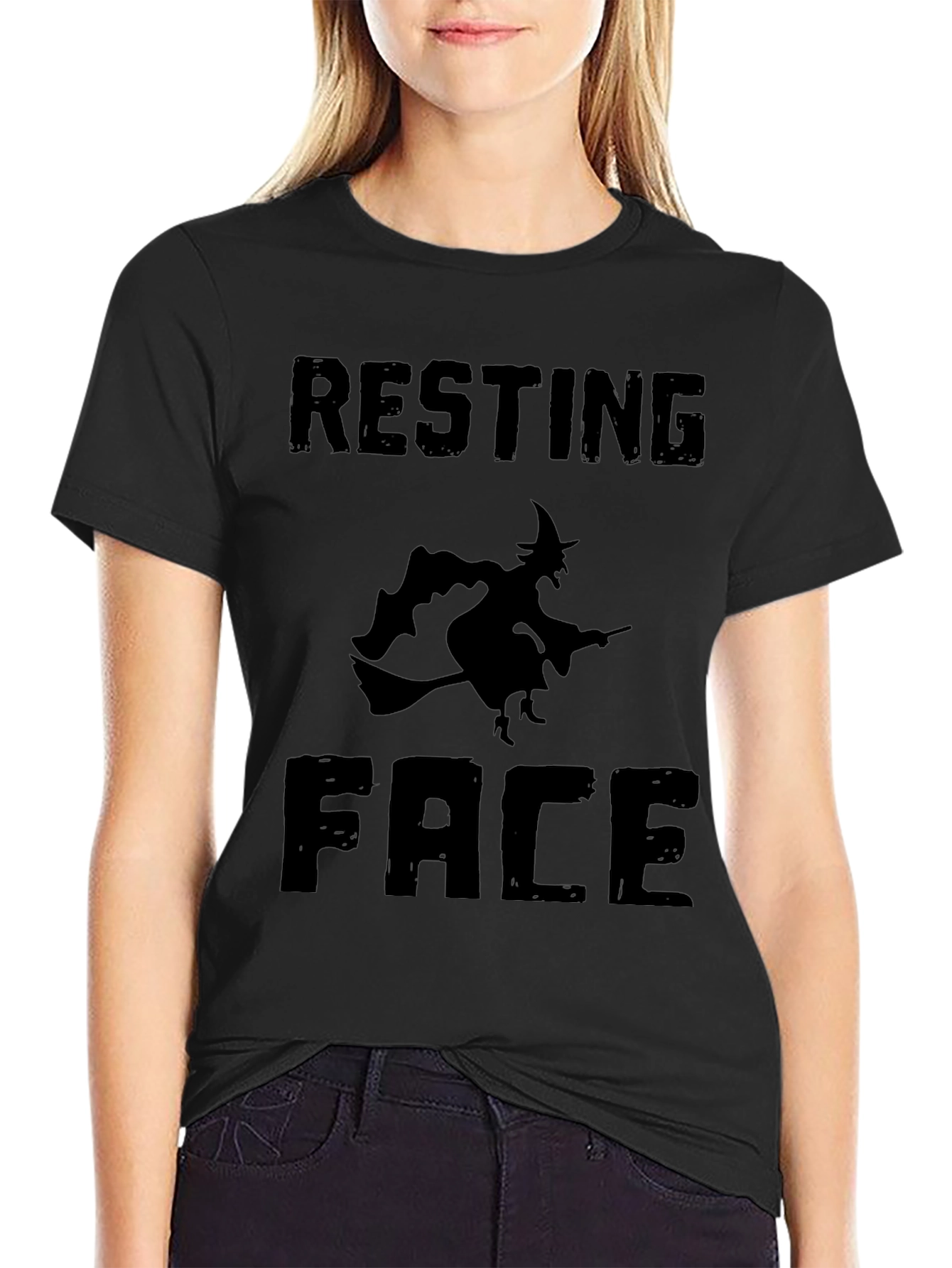 Resting Witch Face Halloween Graphic Tee
