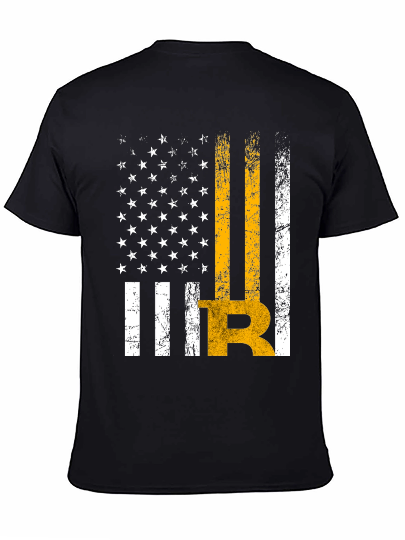 Distressed American Flag Bitcoin Graphic T-Shirt