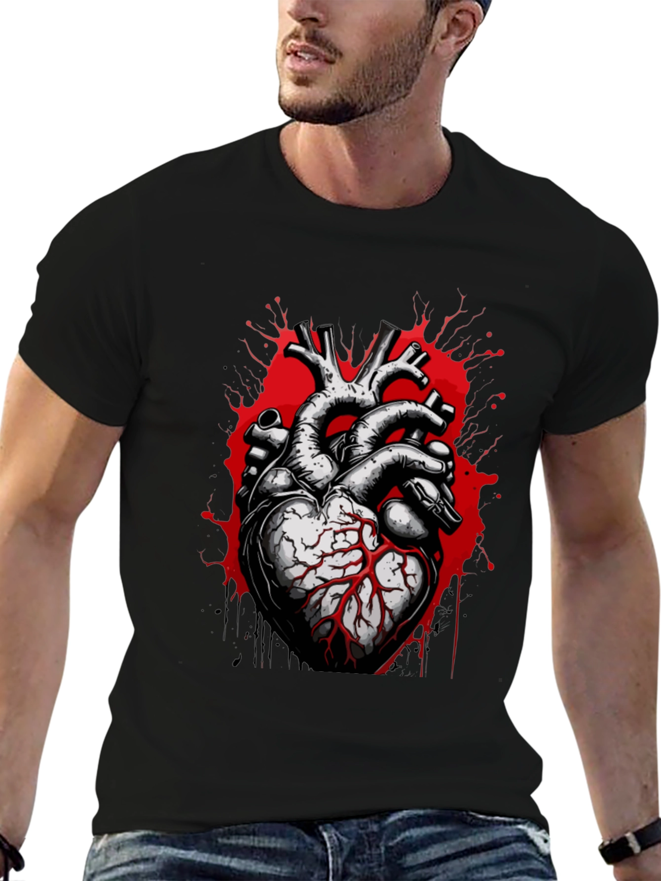 Anatomical Heart Graphic Tee - Bold & Edgy Design