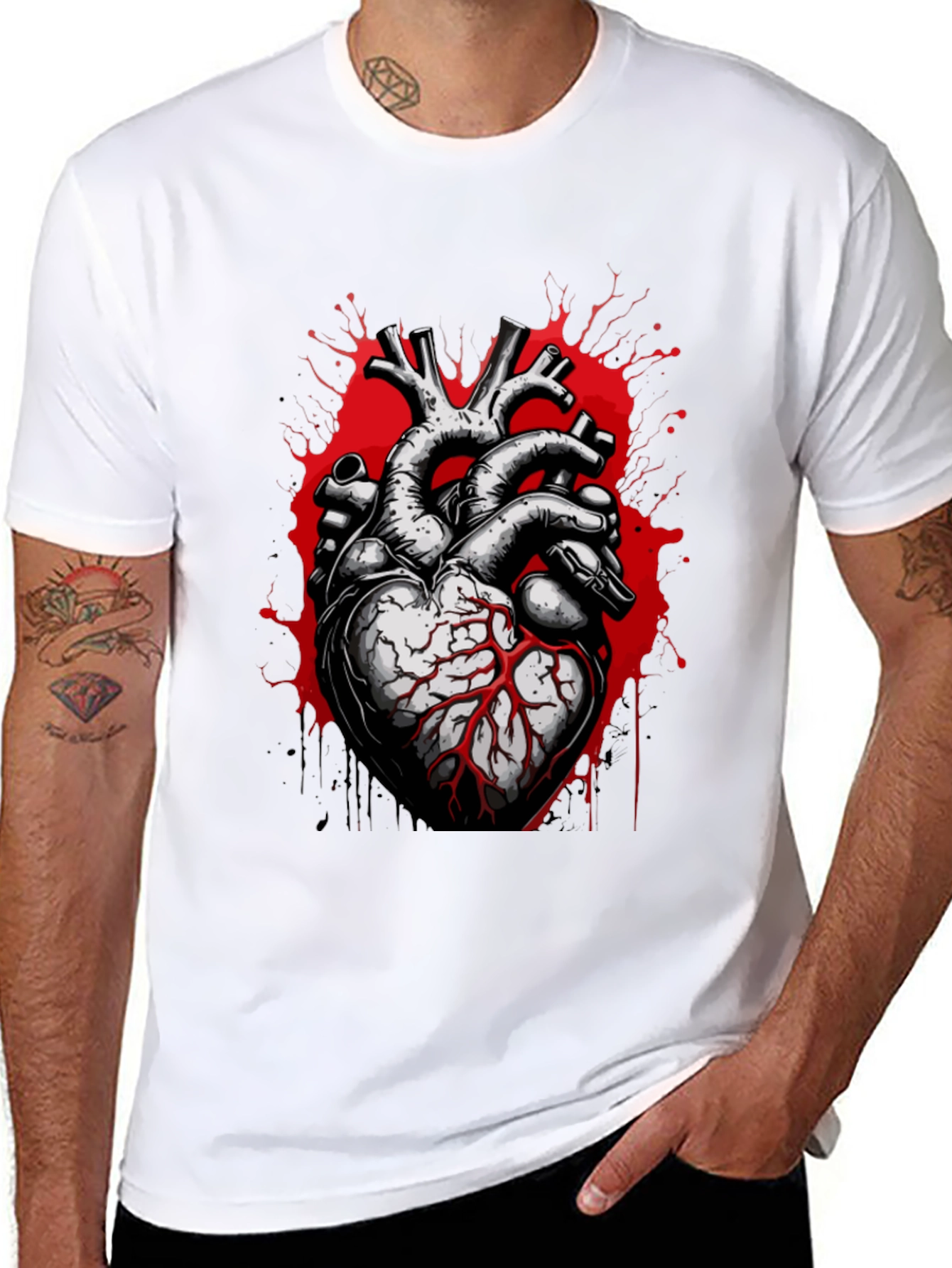 Anatomical Heart Graphic Tee - Bold & Edgy Design