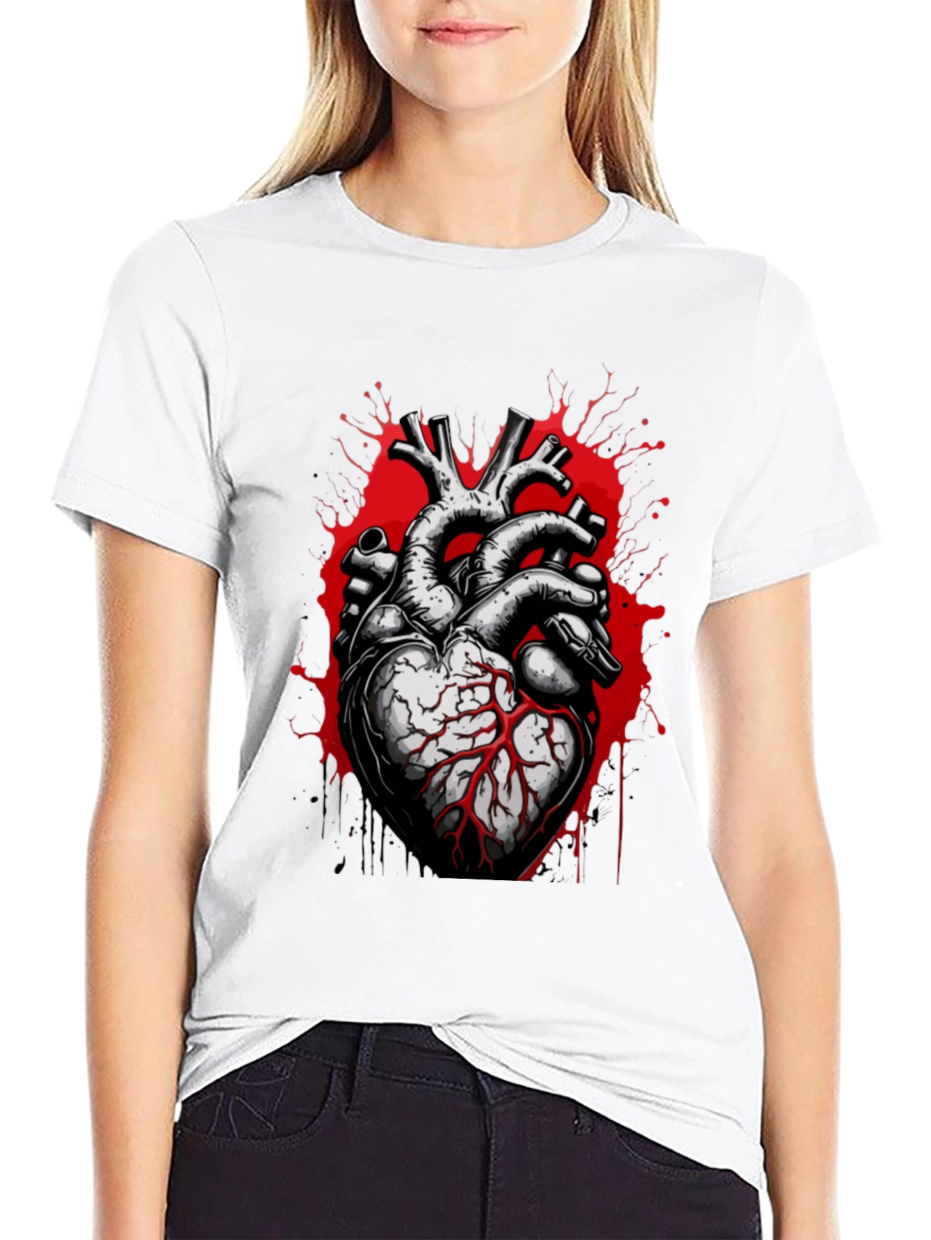 Anatomical Heart Graphic Tee - Bold & Edgy Design