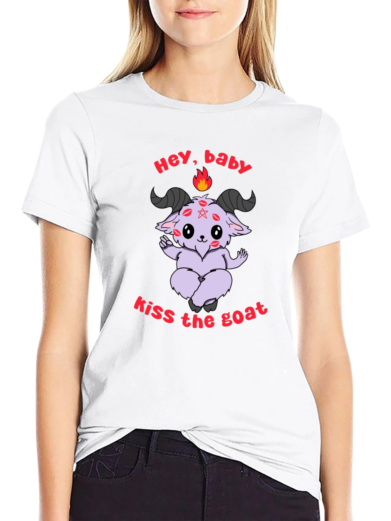 Kiss The Goat T-Shirt - Black Graphic Tee