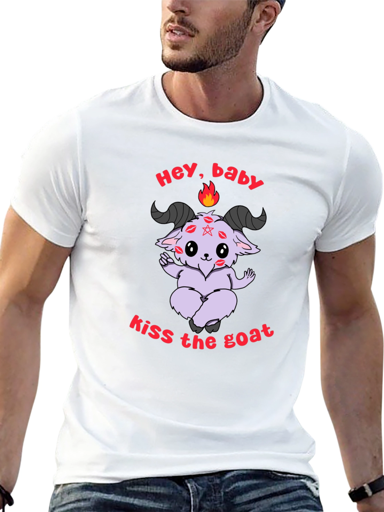 Kiss The Goat T-Shirt - Black Graphic Tee