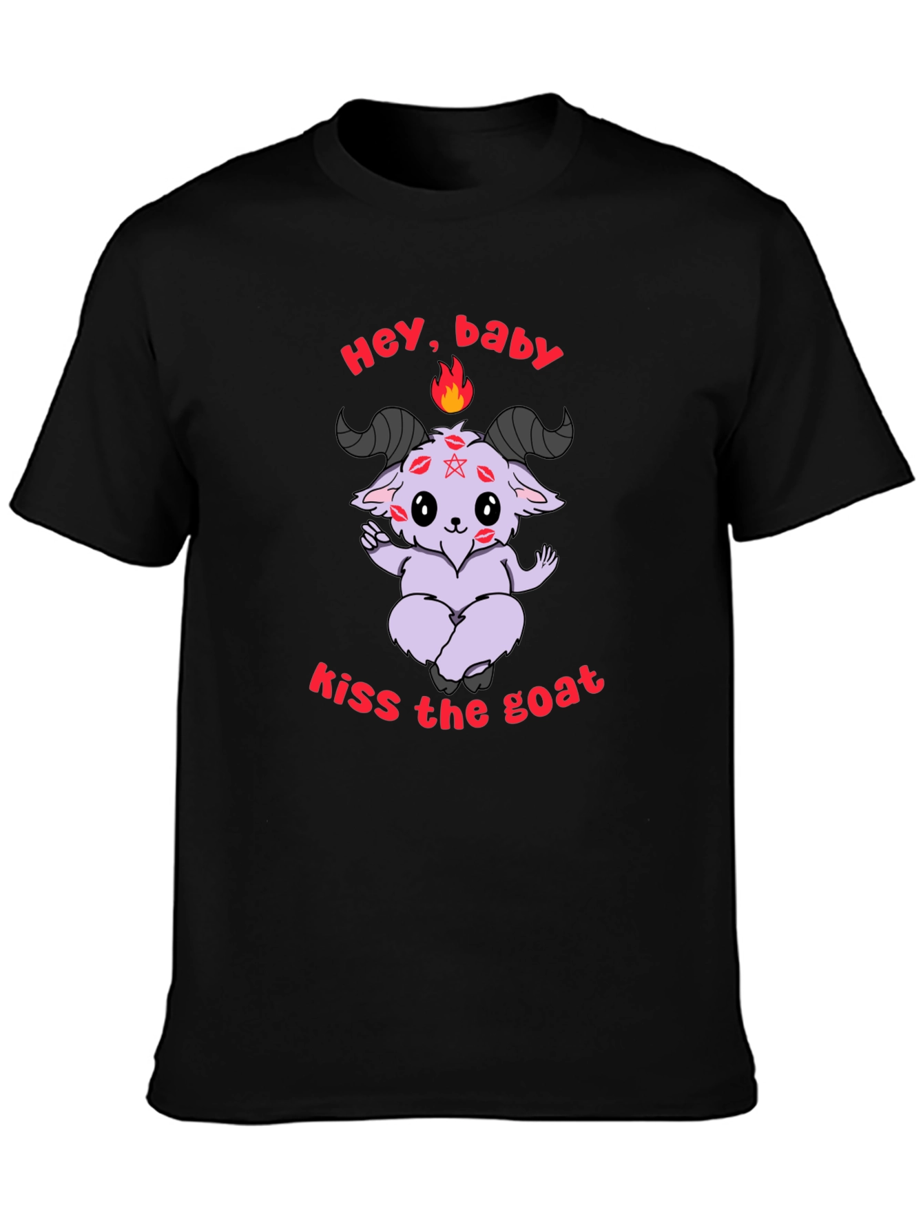 Kiss The Goat T-Shirt - Black Graphic Tee