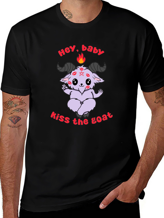 Kiss The Goat T-Shirt - Black Graphic Tee