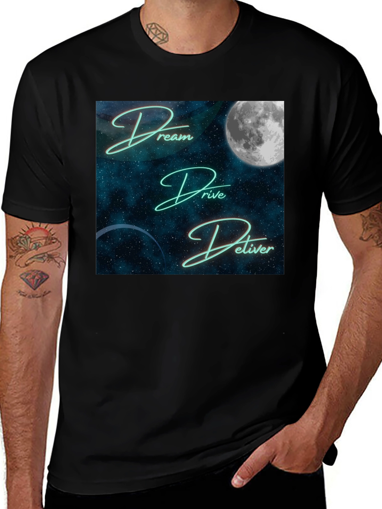 Dream Drive Deliver Graphic Tee - Black Cotton Blend