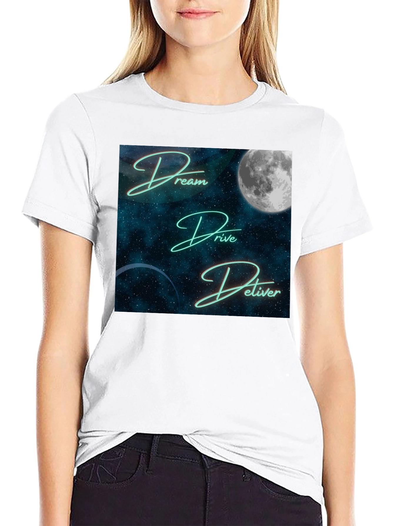 Dream Drive Deliver Graphic Tee - Black Cotton Blend