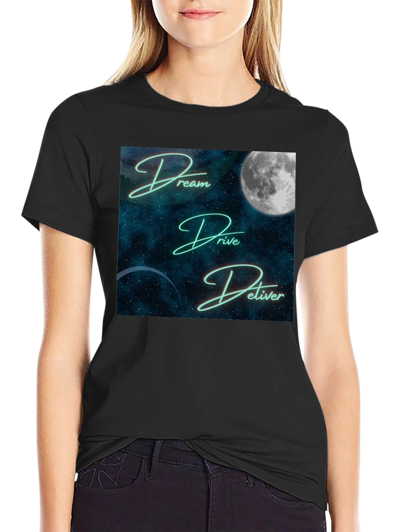 Dream Drive Deliver Graphic Tee - Black Cotton Blend