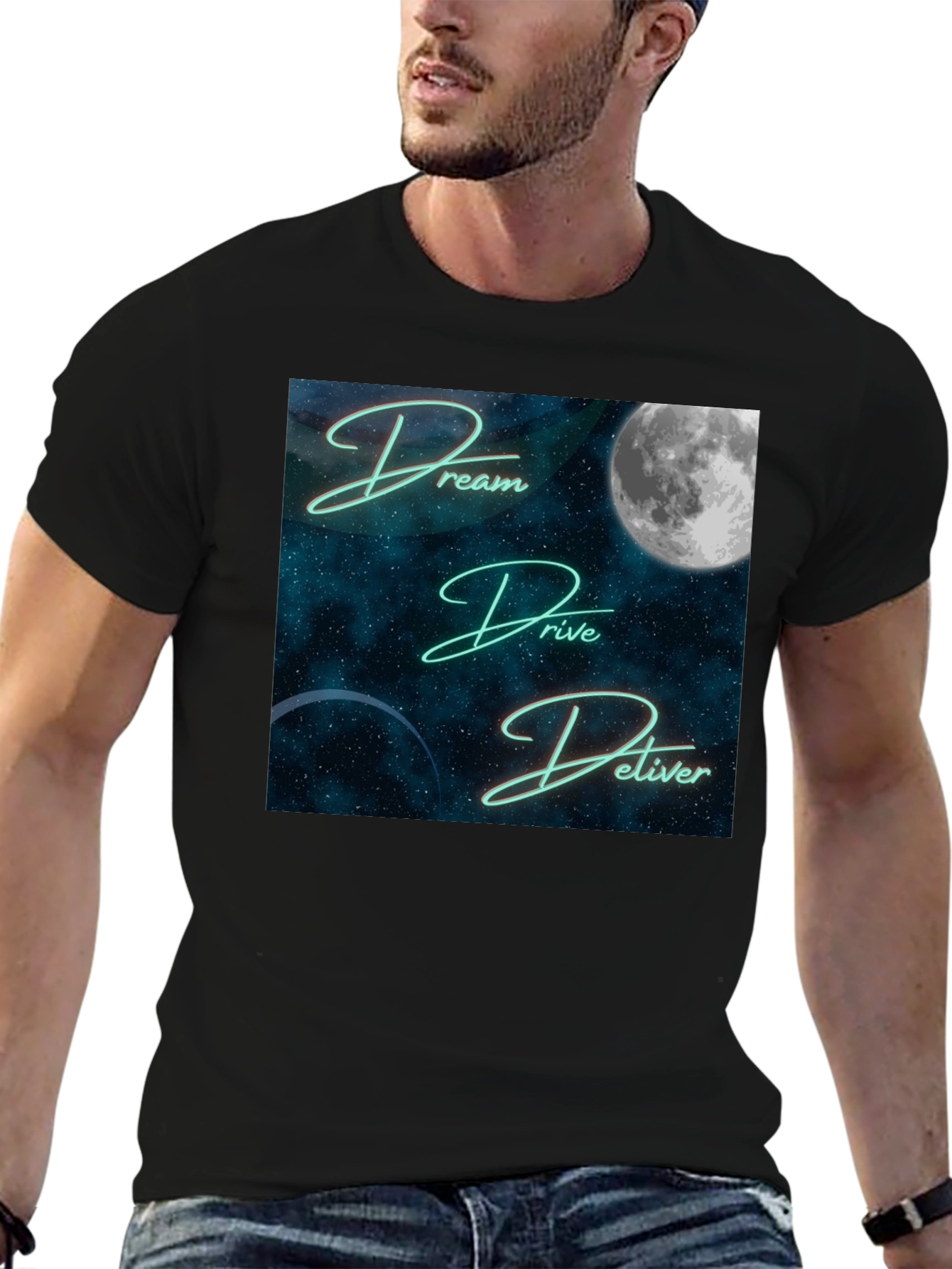 Dream Drive Deliver Graphic Tee - Black Cotton Blend
