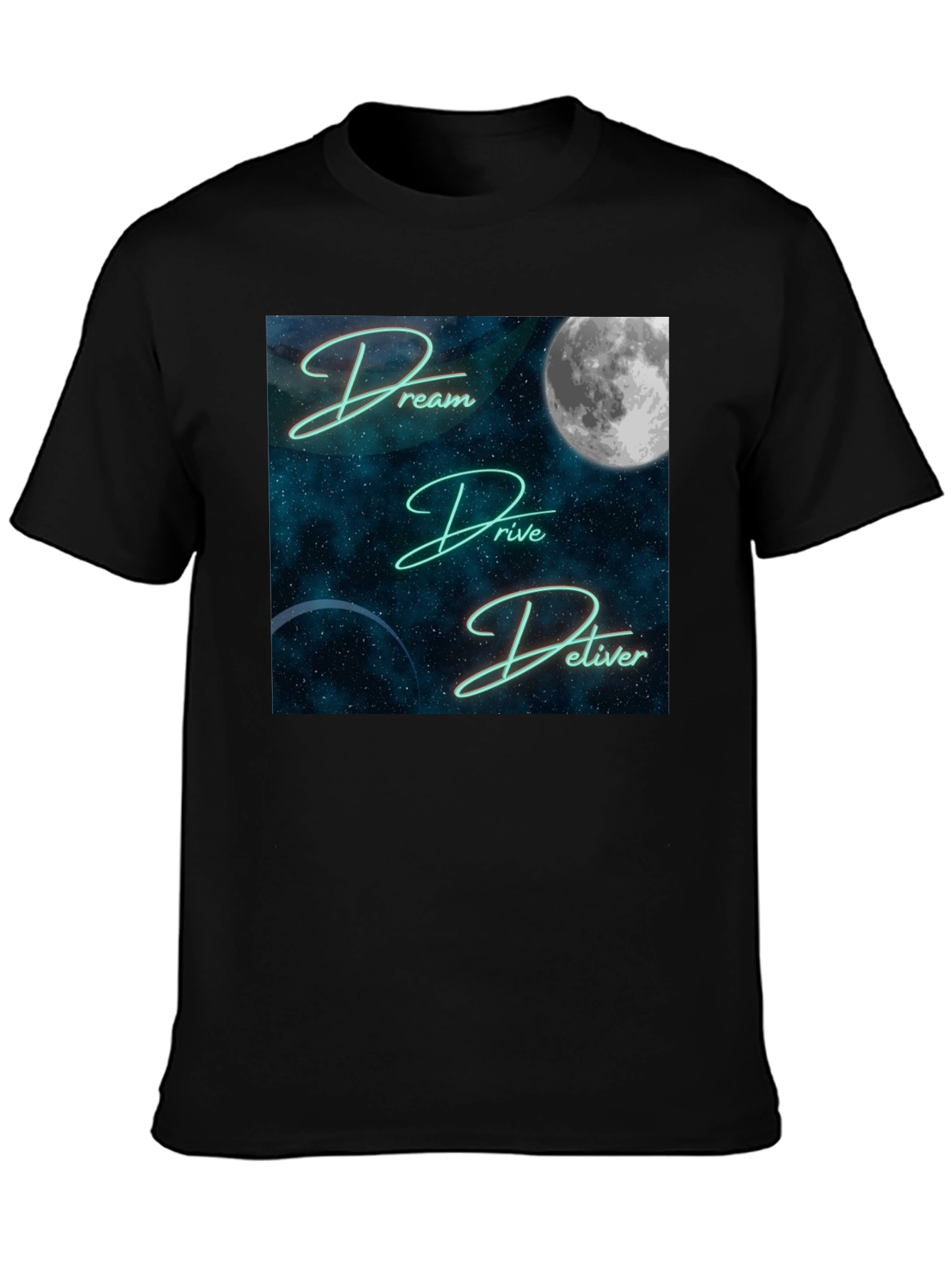 Dream Drive Deliver Graphic Tee - Black Cotton Blend