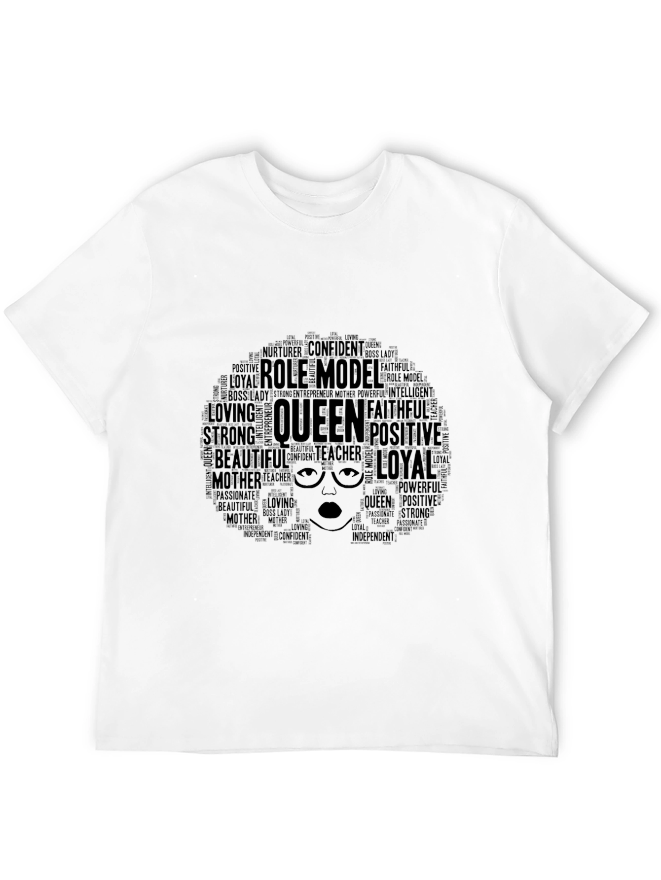Queen Word Art T-Shirt - Empowering Black Tee