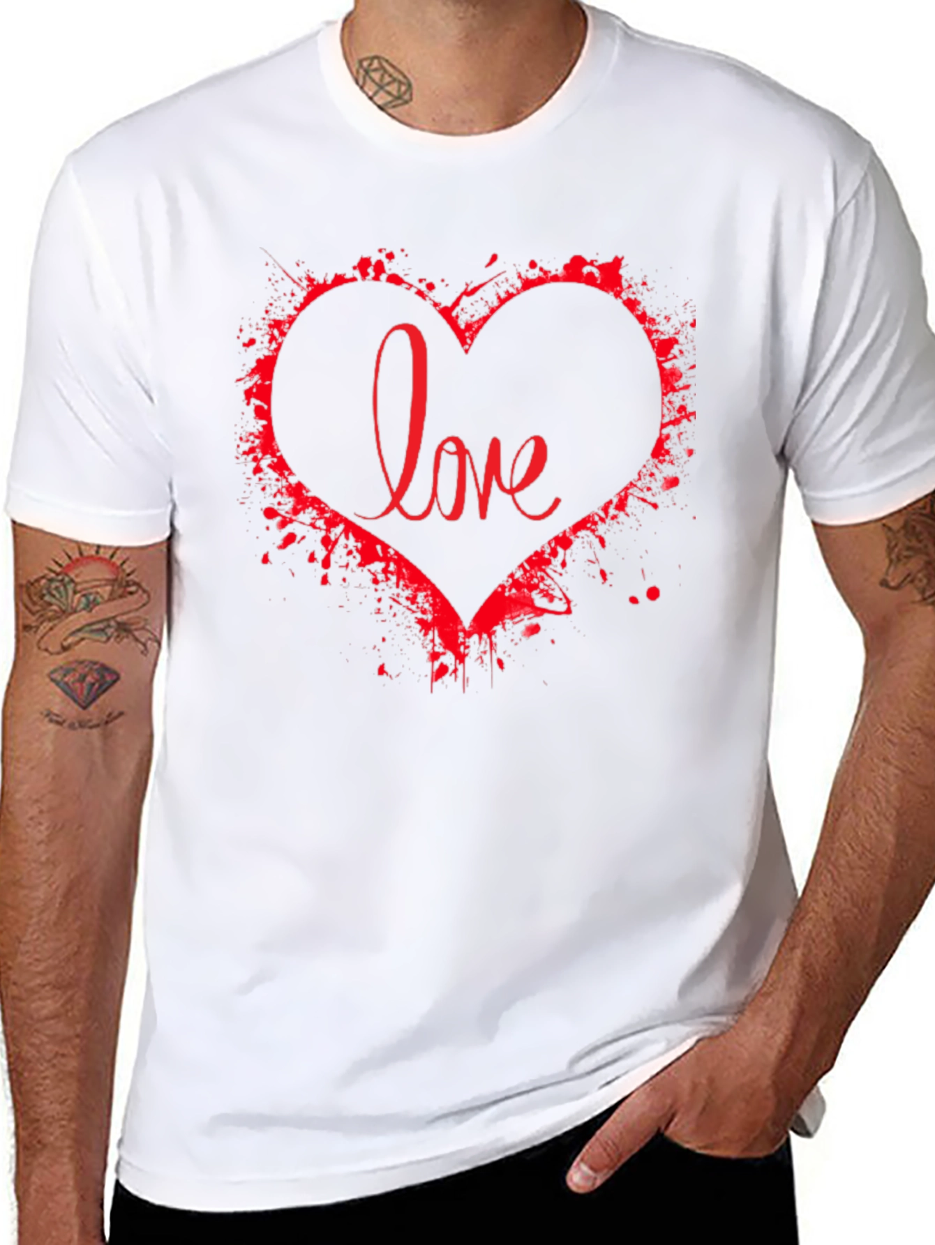 Love Heart Graphic Print Black T-Shirt