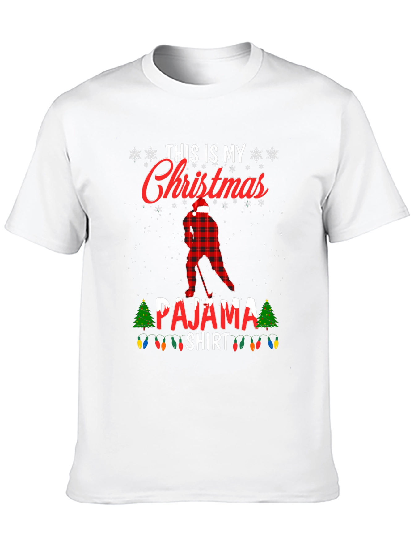 Christmas Pajama Shirt Hockey Player Tee