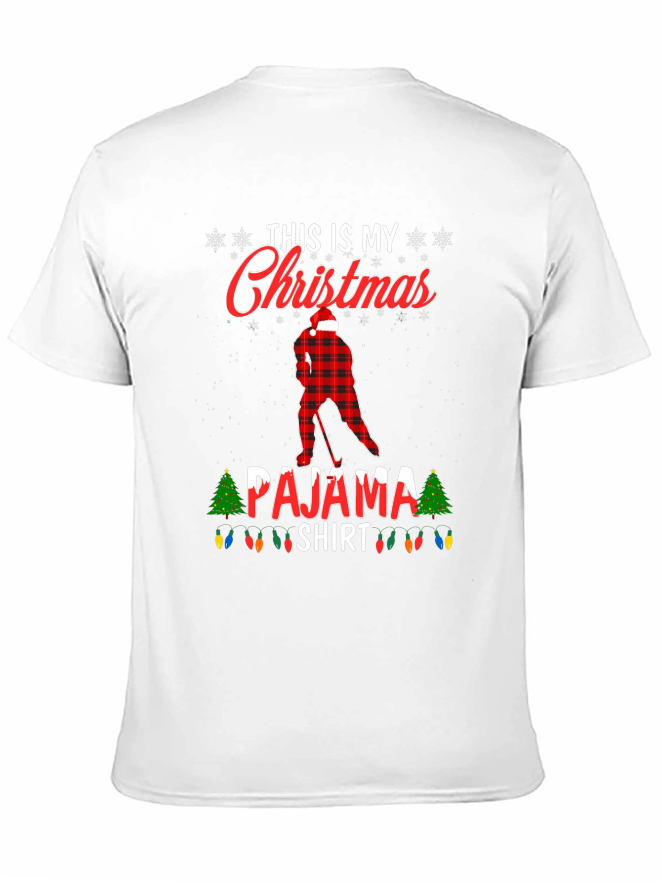Christmas Pajama Shirt Hockey Player Tee
