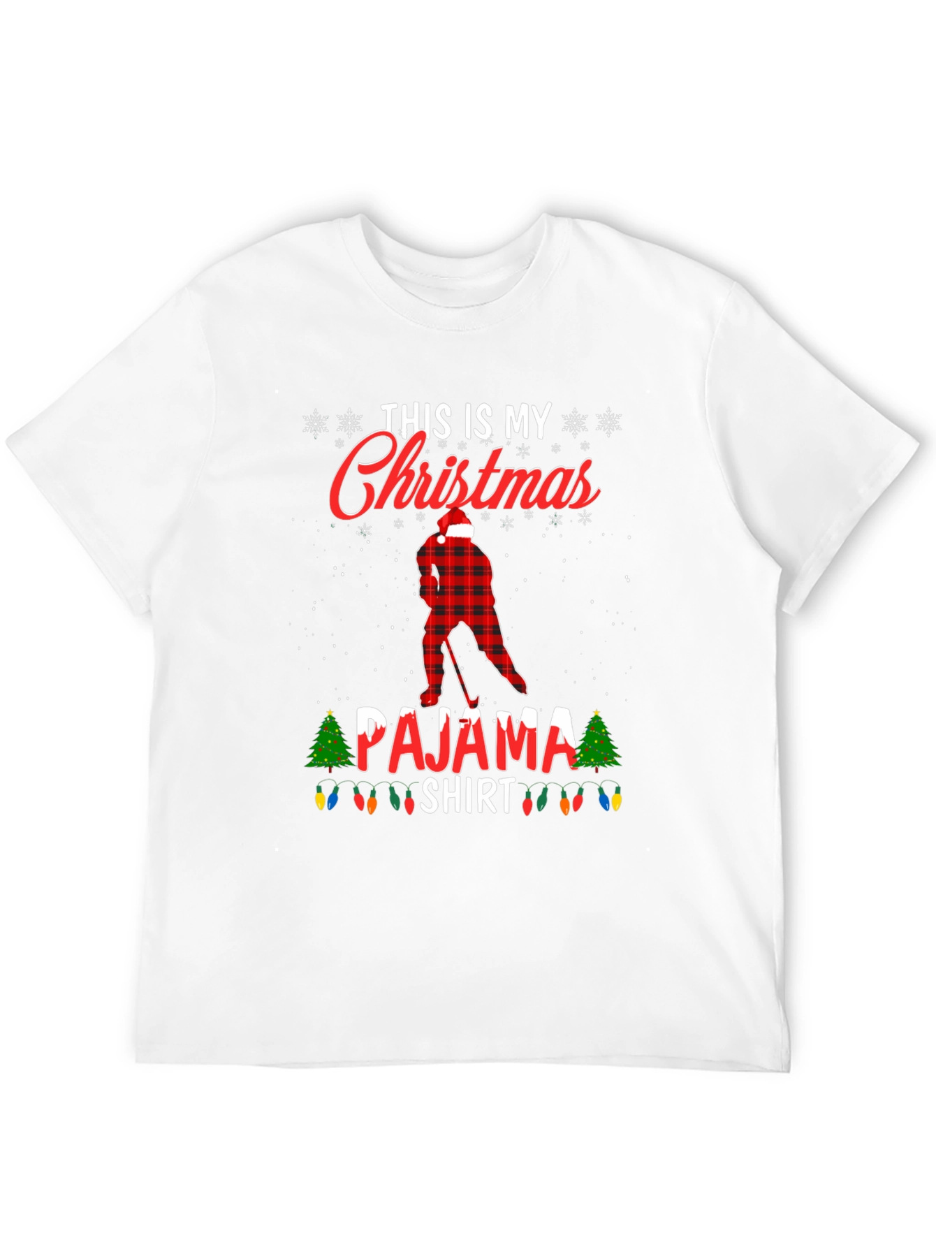 Christmas Pajama Shirt Hockey Player Tee