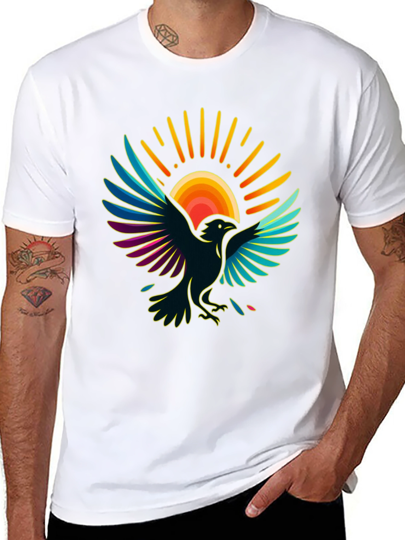Raven Sun T-Shirt - Artistic Graphic Tee