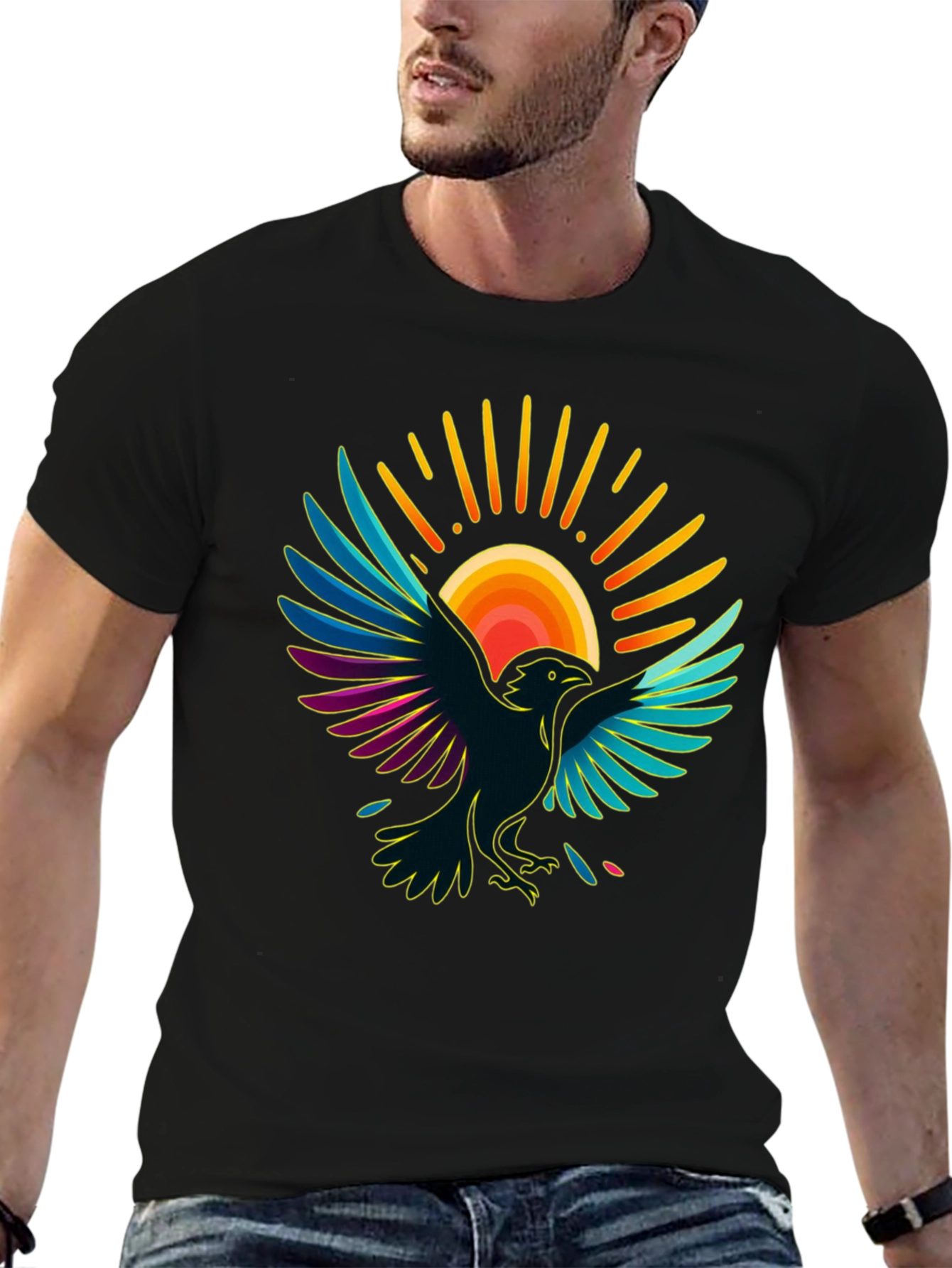 Raven Sun T-Shirt - Artistic Graphic Tee