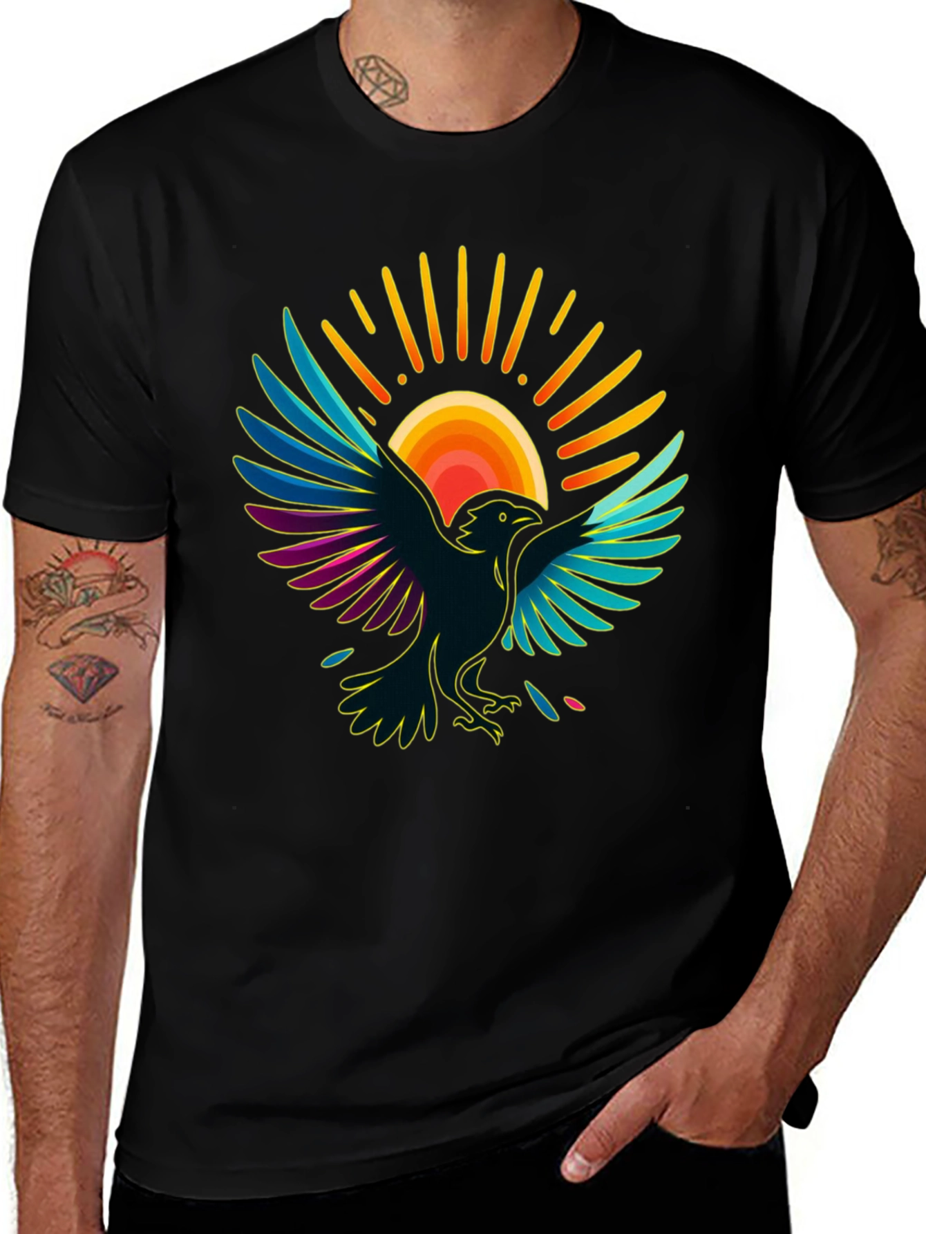 Raven Sun T-Shirt - Artistic Graphic Tee