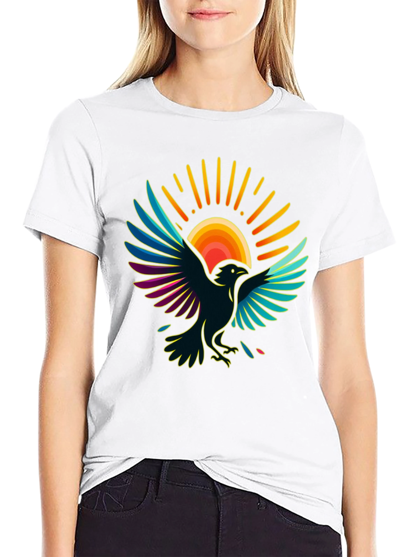 Raven Sun T-Shirt - Artistic Graphic Tee