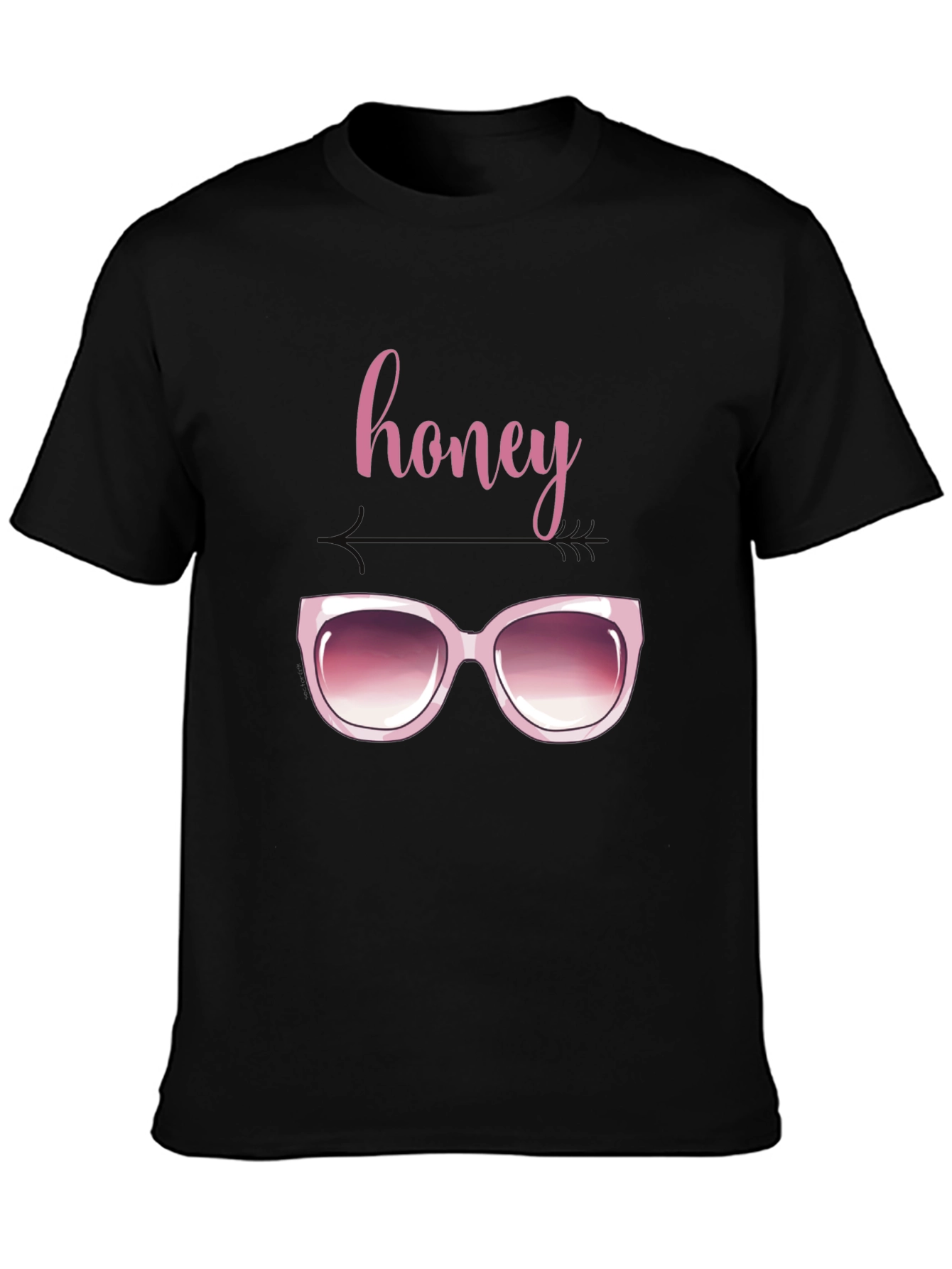 Honey Sunglasses Graphic Tee - Trendy Black T-Shirt