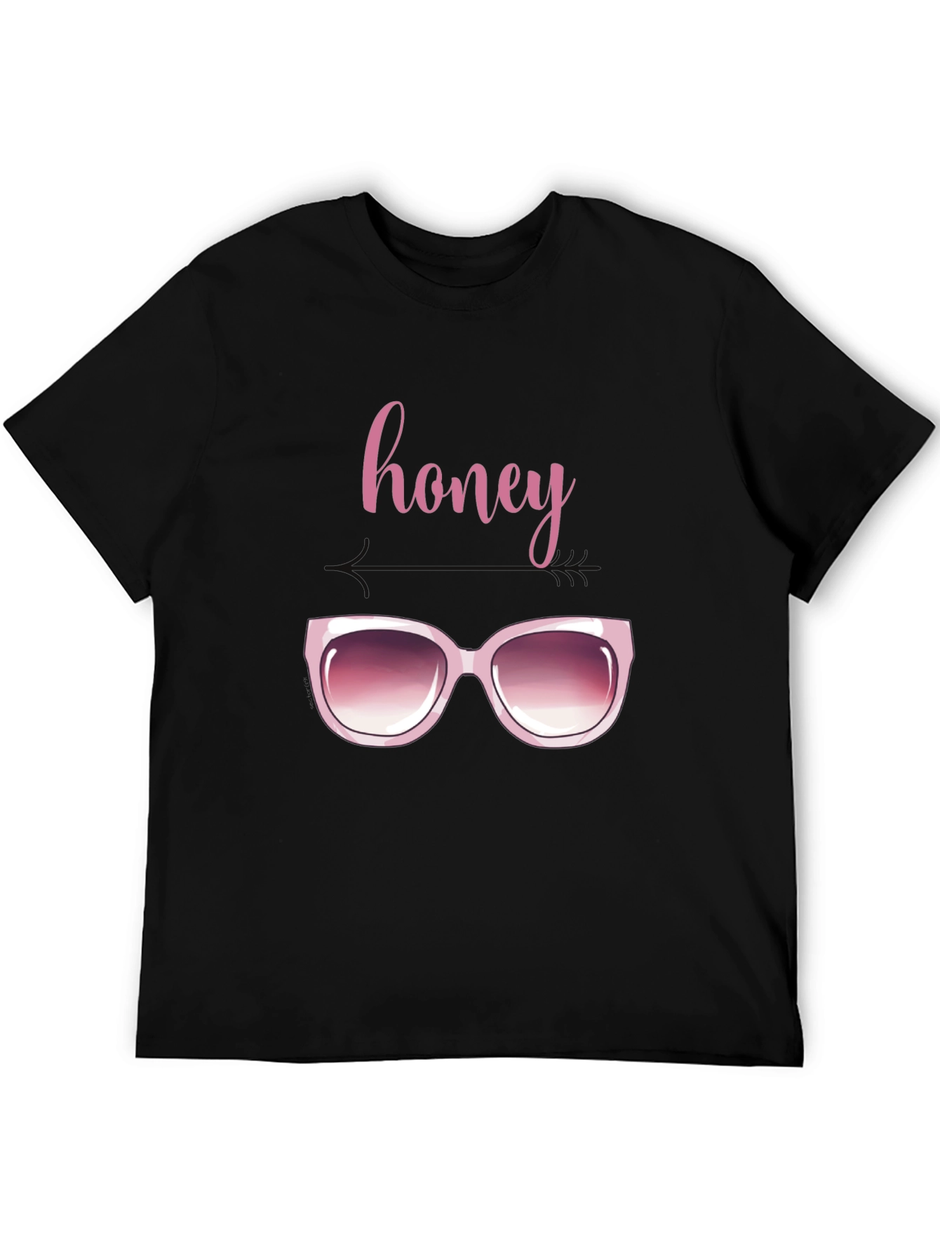 Honey Sunglasses Graphic Tee - Trendy Black T-Shirt