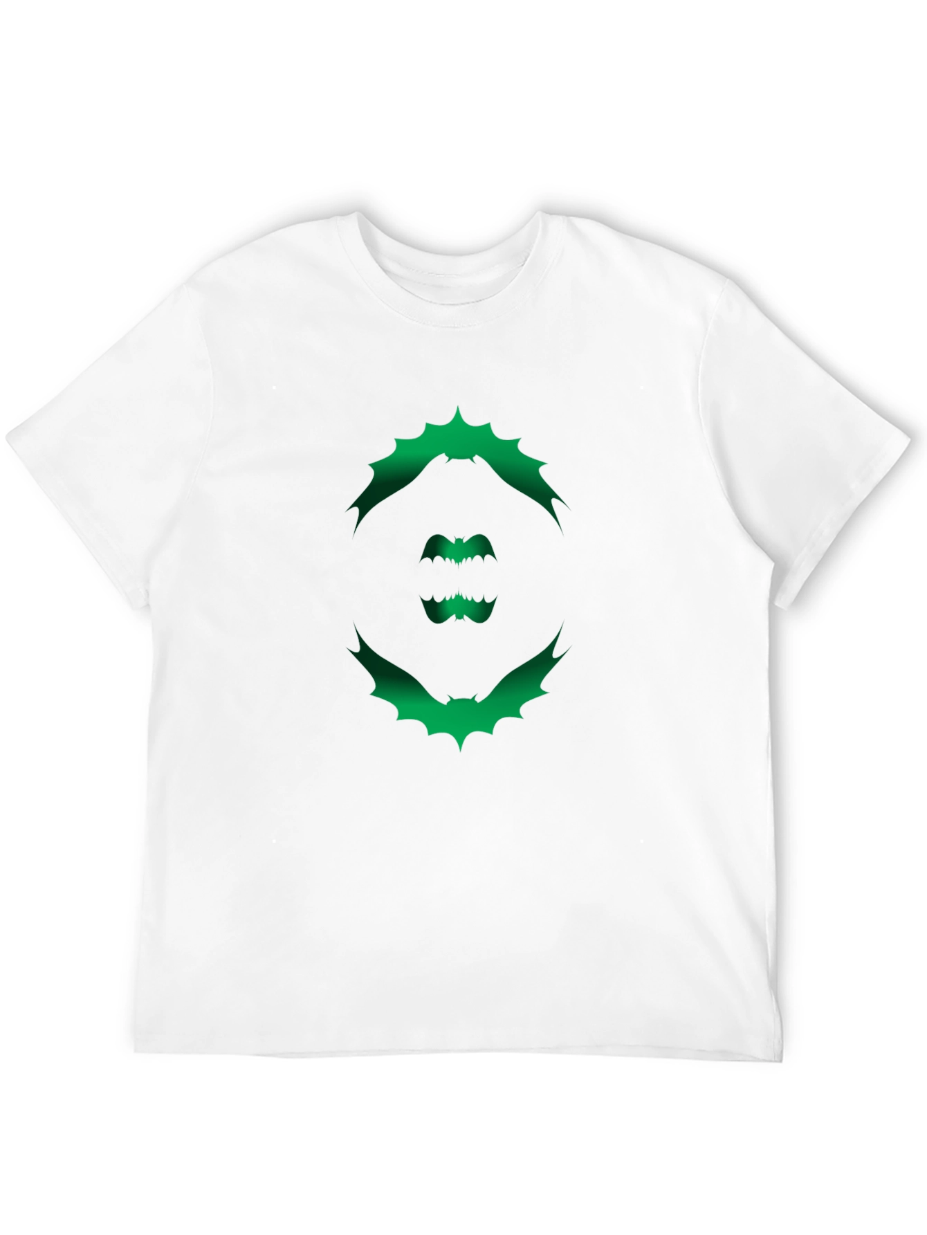 Mens Black T-Shirt with Green Bat Graphic