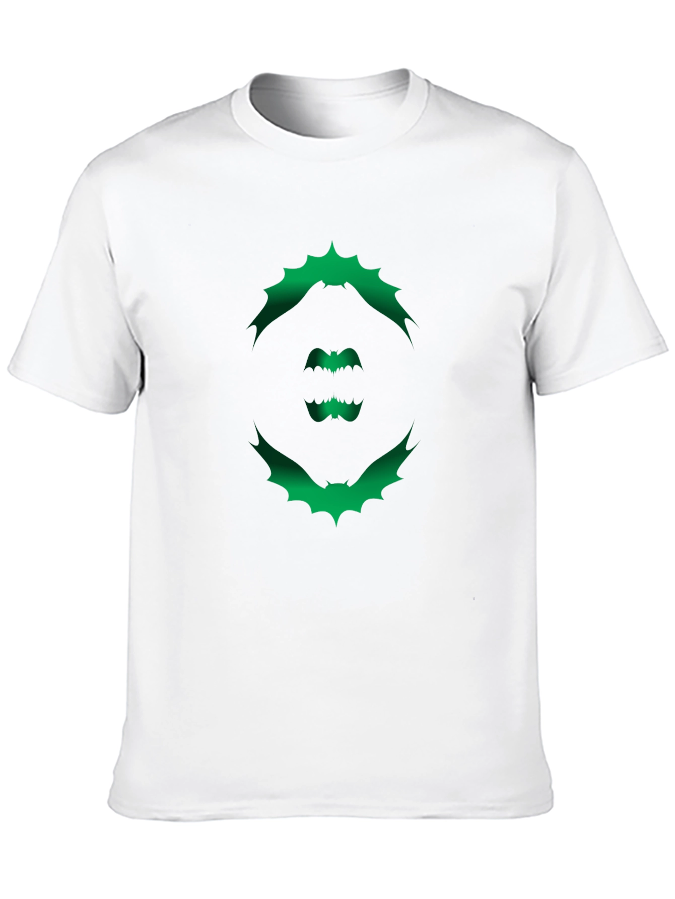 Mens Black T-Shirt with Green Bat Graphic