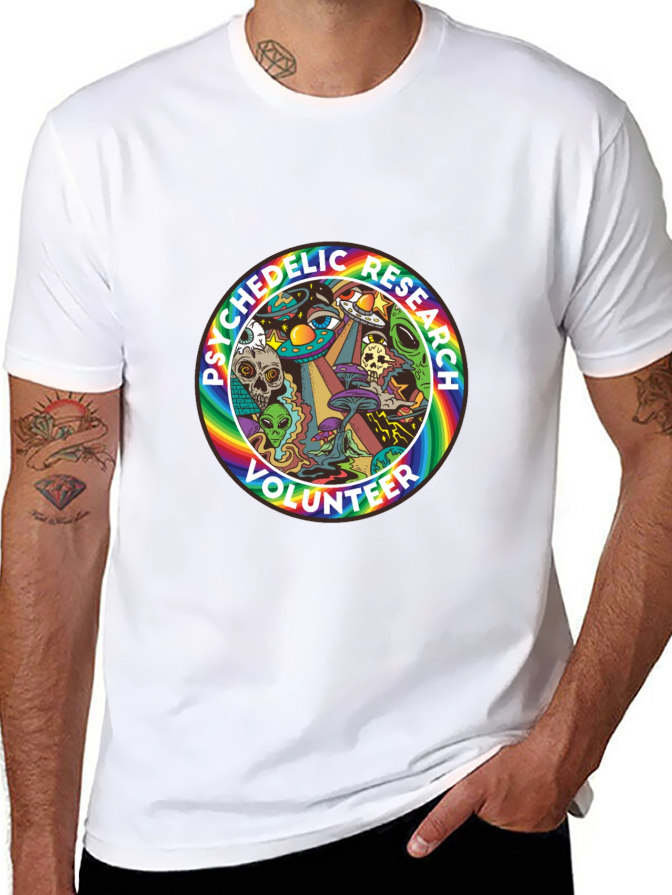 Psychedelic Research Volunteer T-Shirt - Black Cotton
