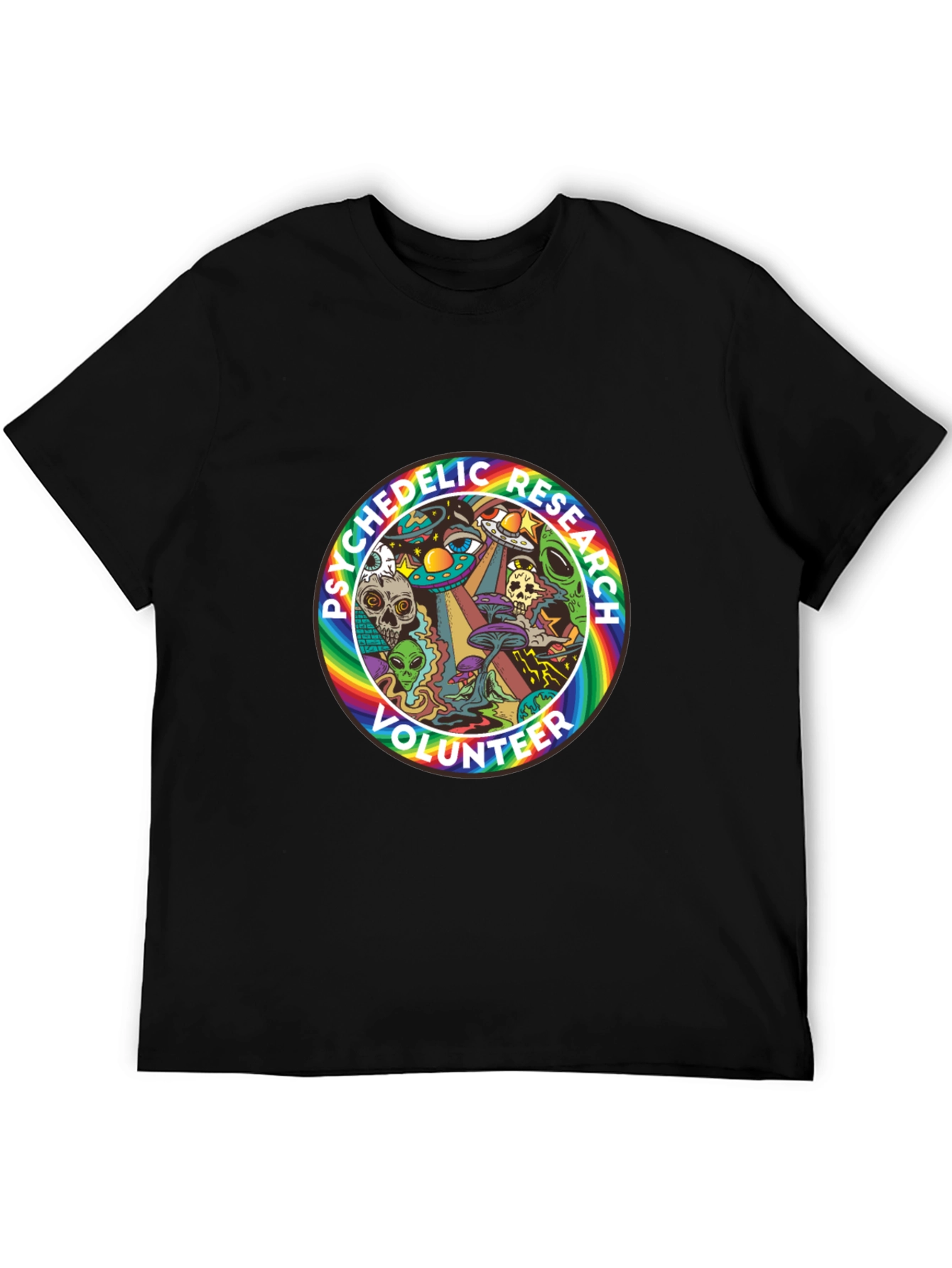 Psychedelic Research Volunteer T-Shirt - Black Cotton