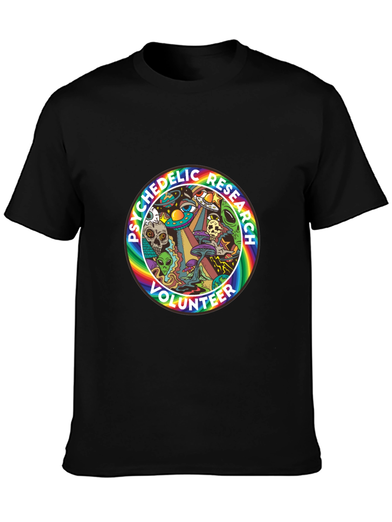 Psychedelic Research Volunteer T-Shirt - Black Cotton