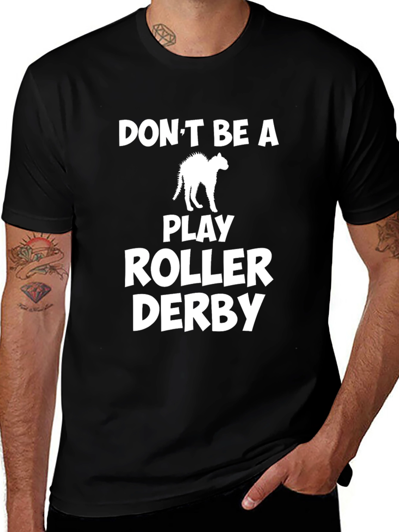 Dont Be a Scaredy Cat Roller Derby Black T-Shirt