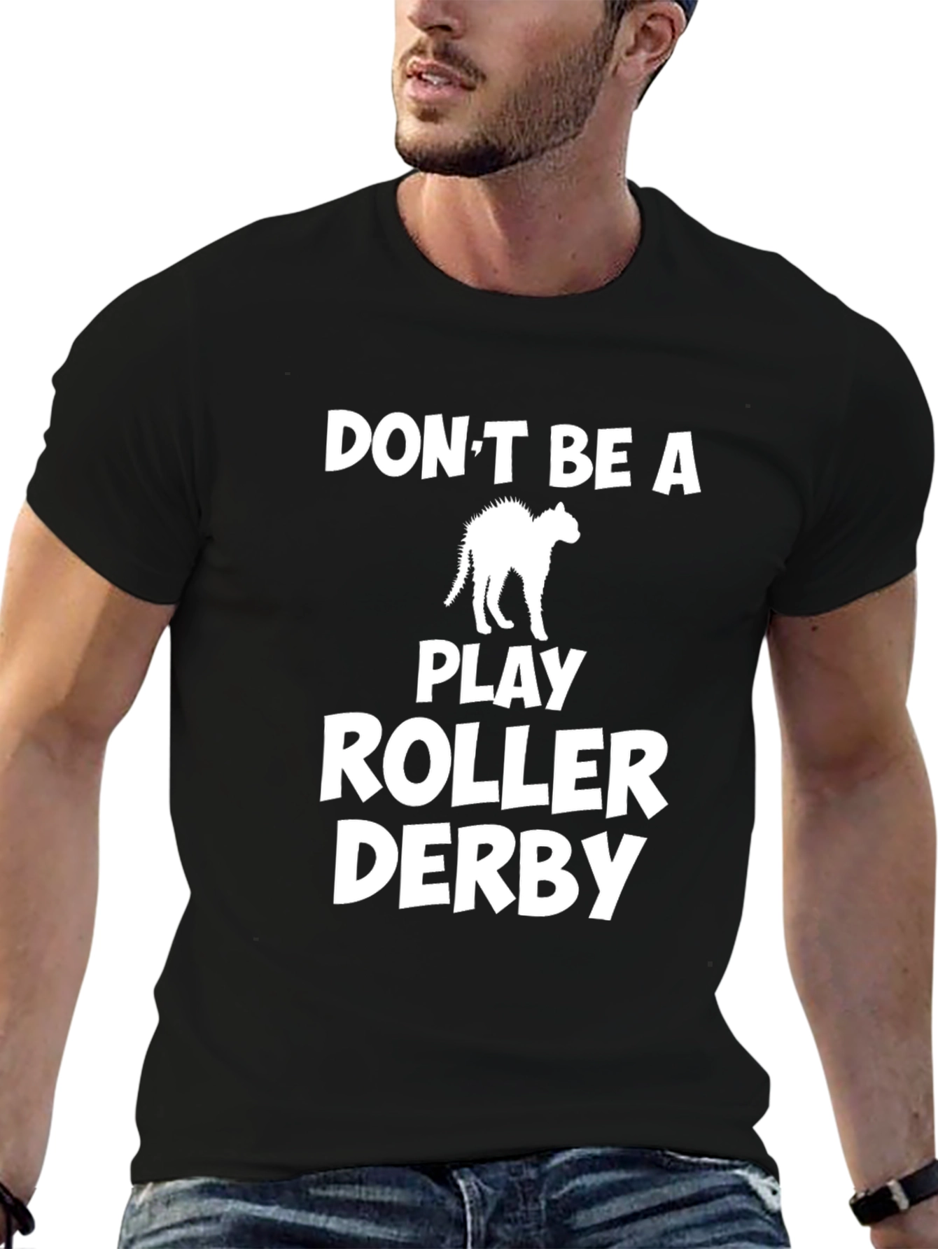 Dont Be a Scaredy Cat Roller Derby Black T-Shirt