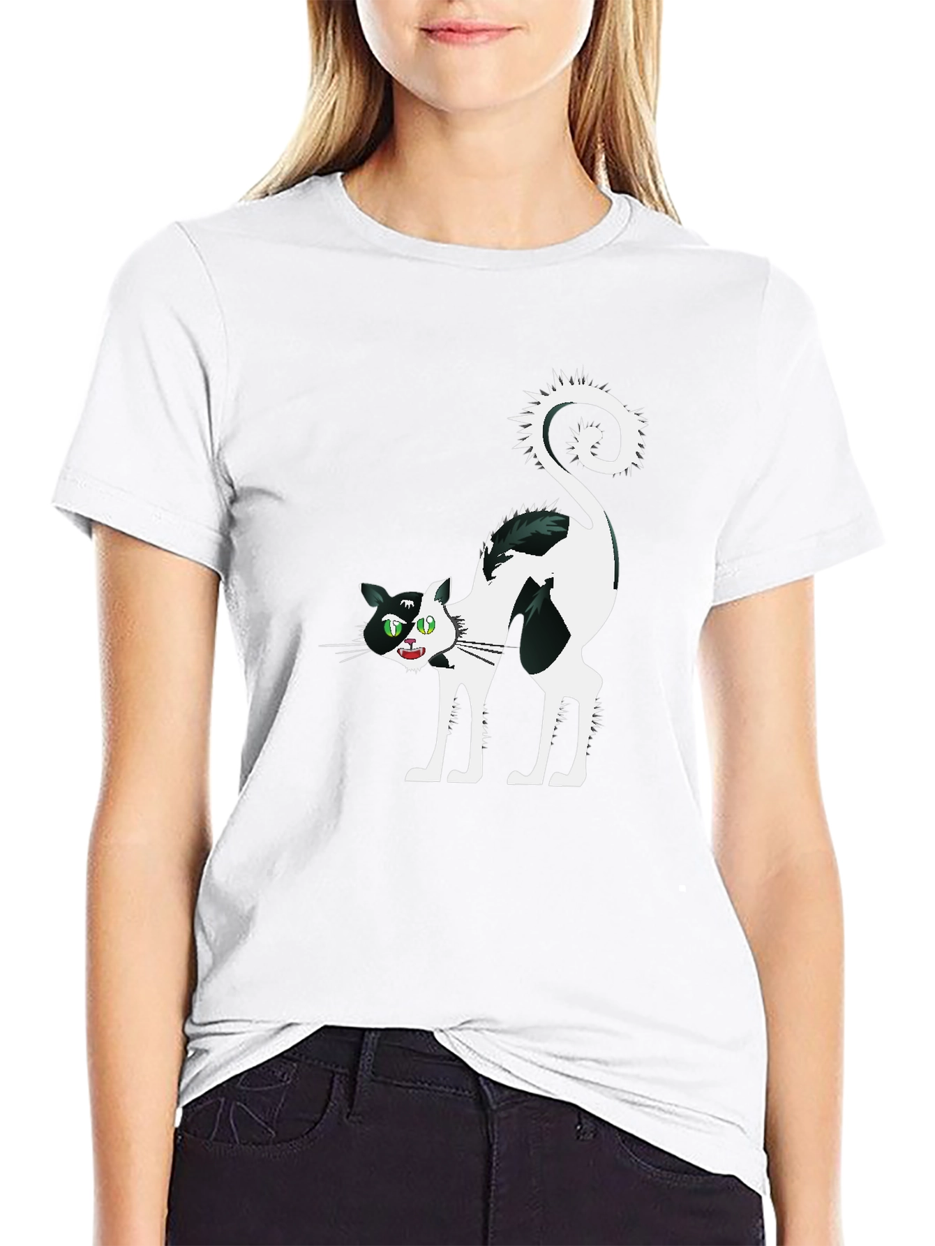 Mens Black Cat Graphic Tee