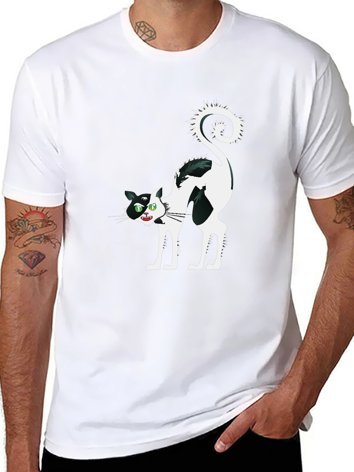 Mens Black Cat Graphic Tee