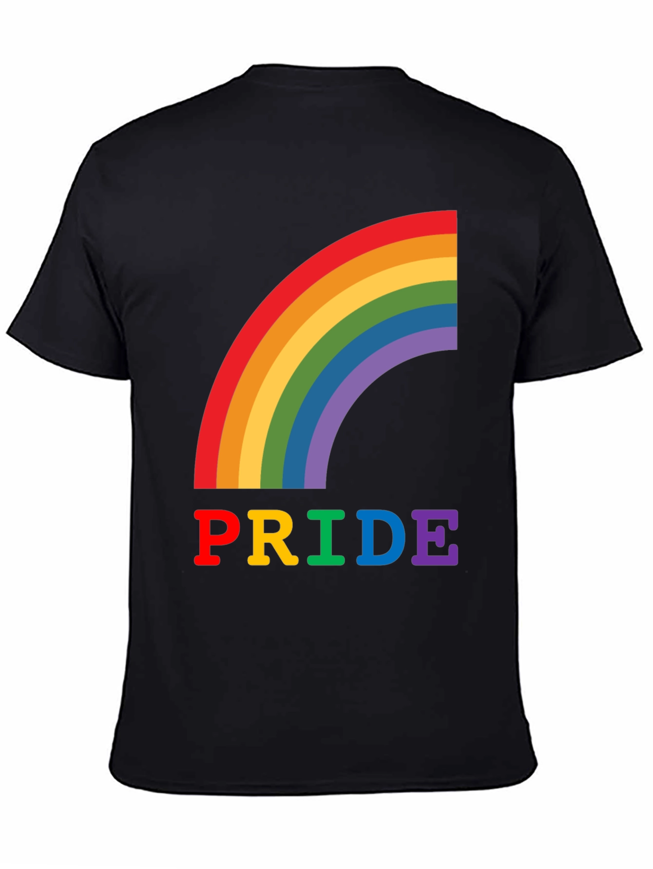 Pride Rainbow Graphic Tee - Black Cotton T-Shirt