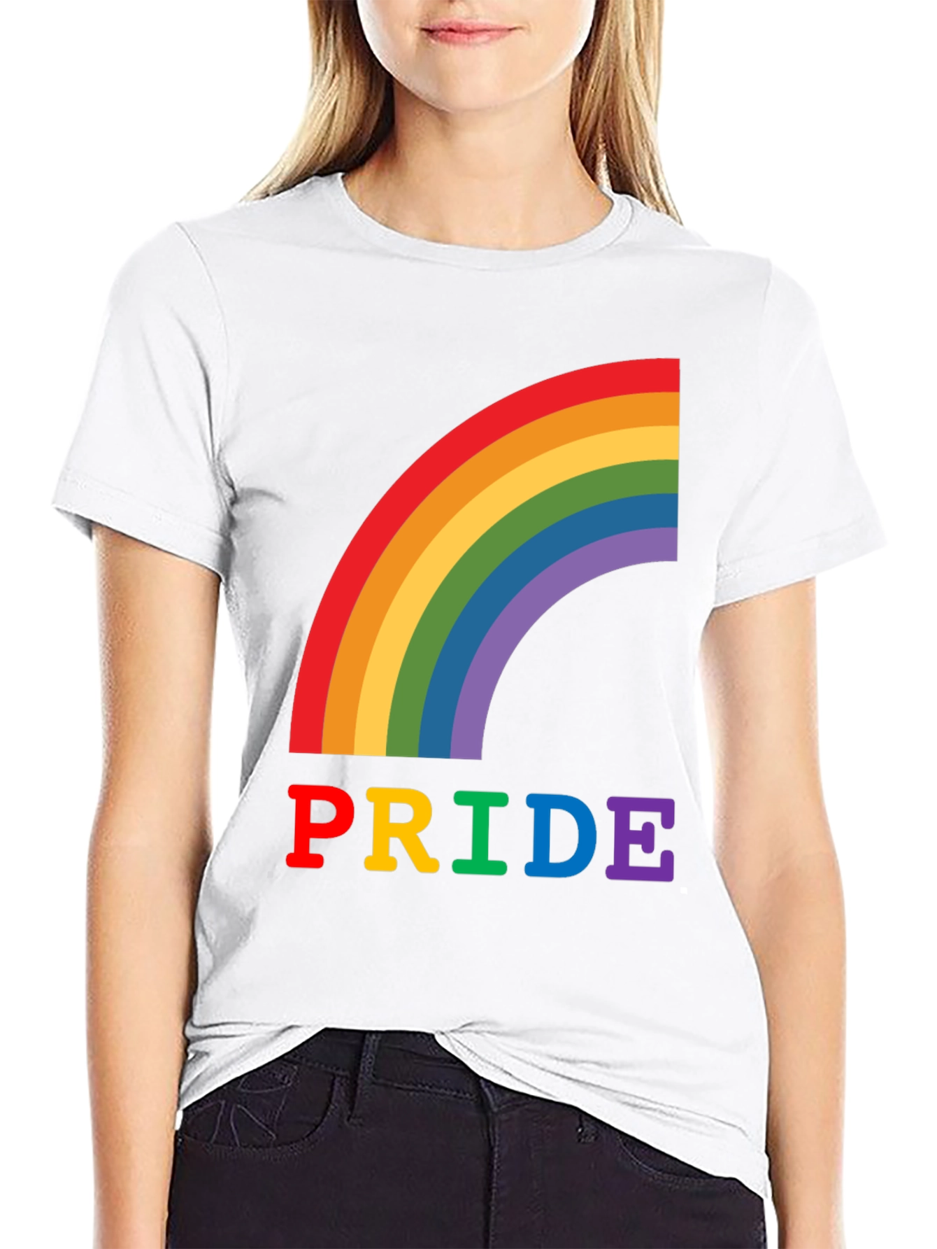 Pride Rainbow Graphic Tee - Black Cotton T-Shirt