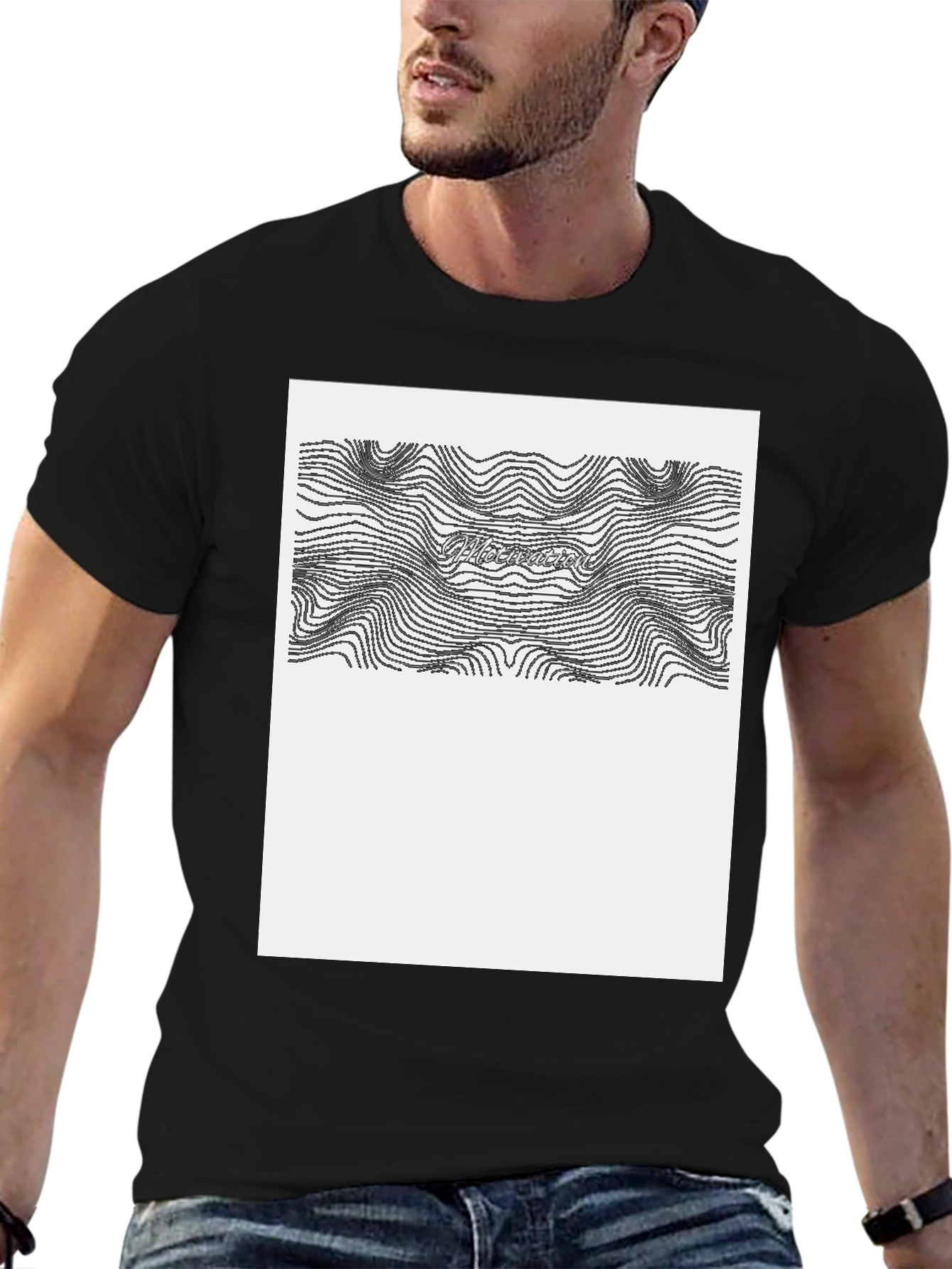 Abstract Topographic Line Art Graphic T-Shirt
