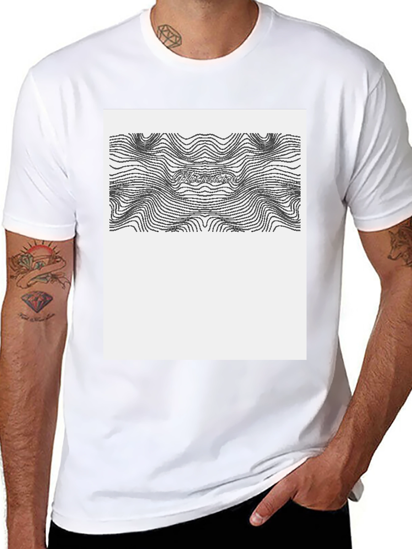 Abstract Topographic Line Art Graphic T-Shirt