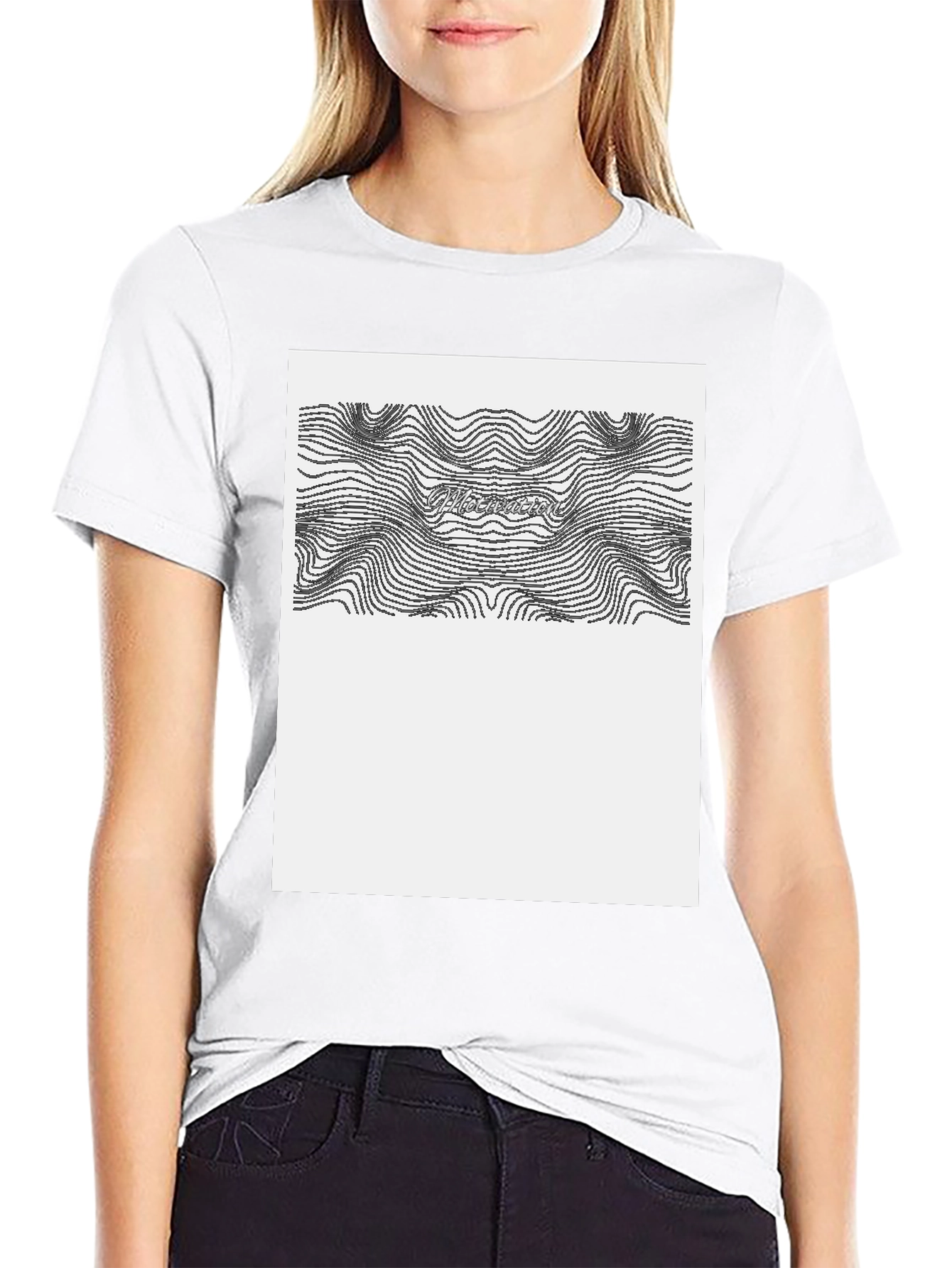 Abstract Topographic Line Art Graphic T-Shirt
