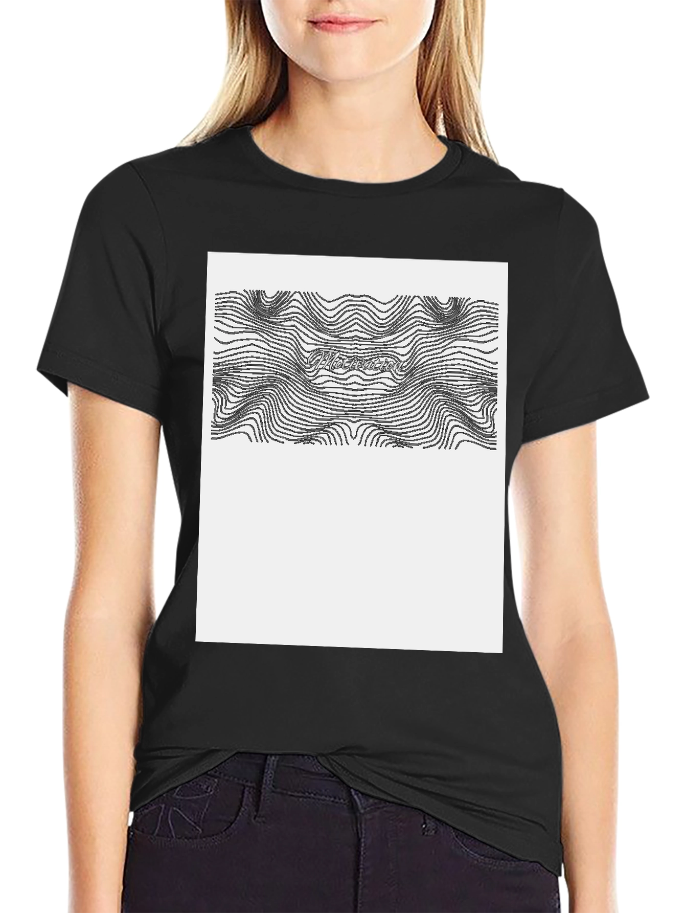 Abstract Topographic Line Art Graphic T-Shirt