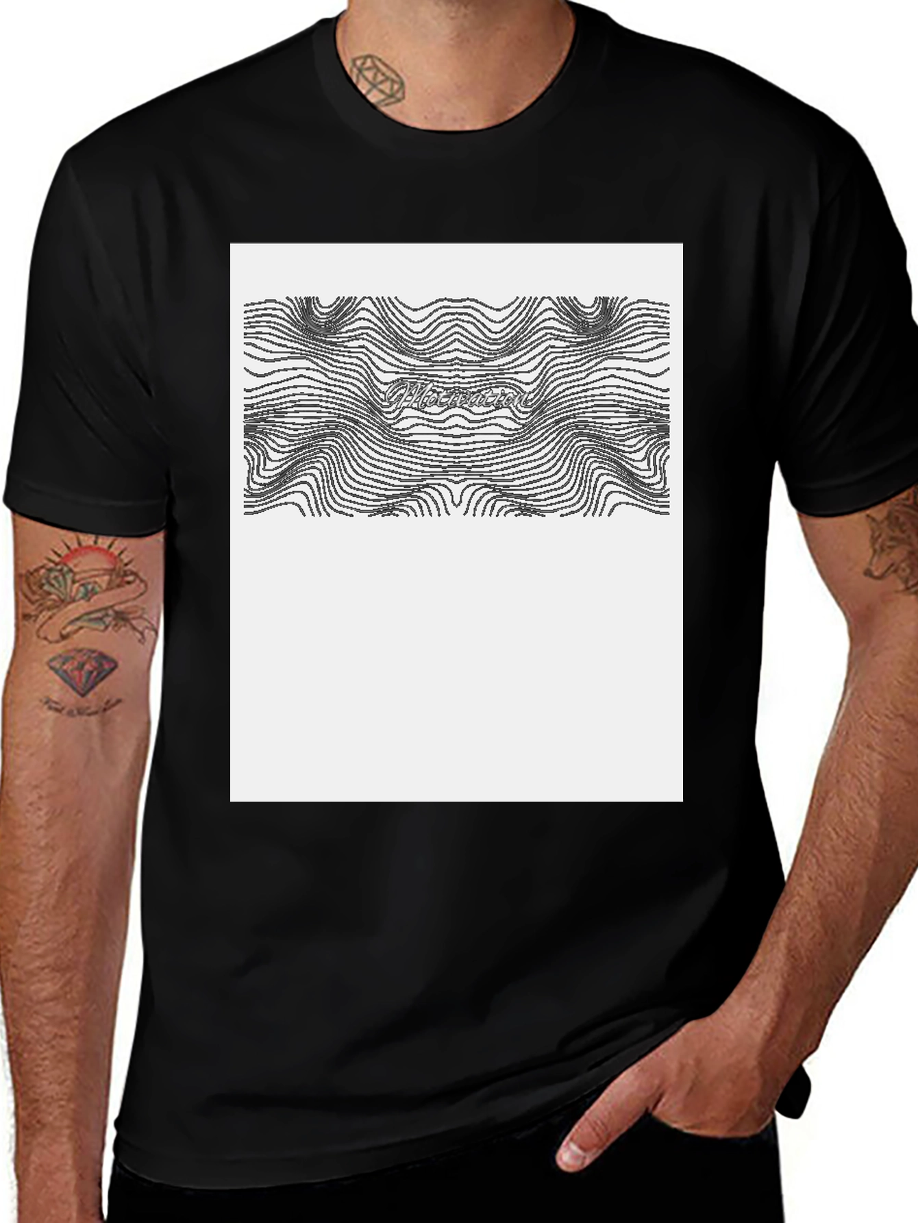 Abstract Topographic Line Art Graphic T-Shirt
