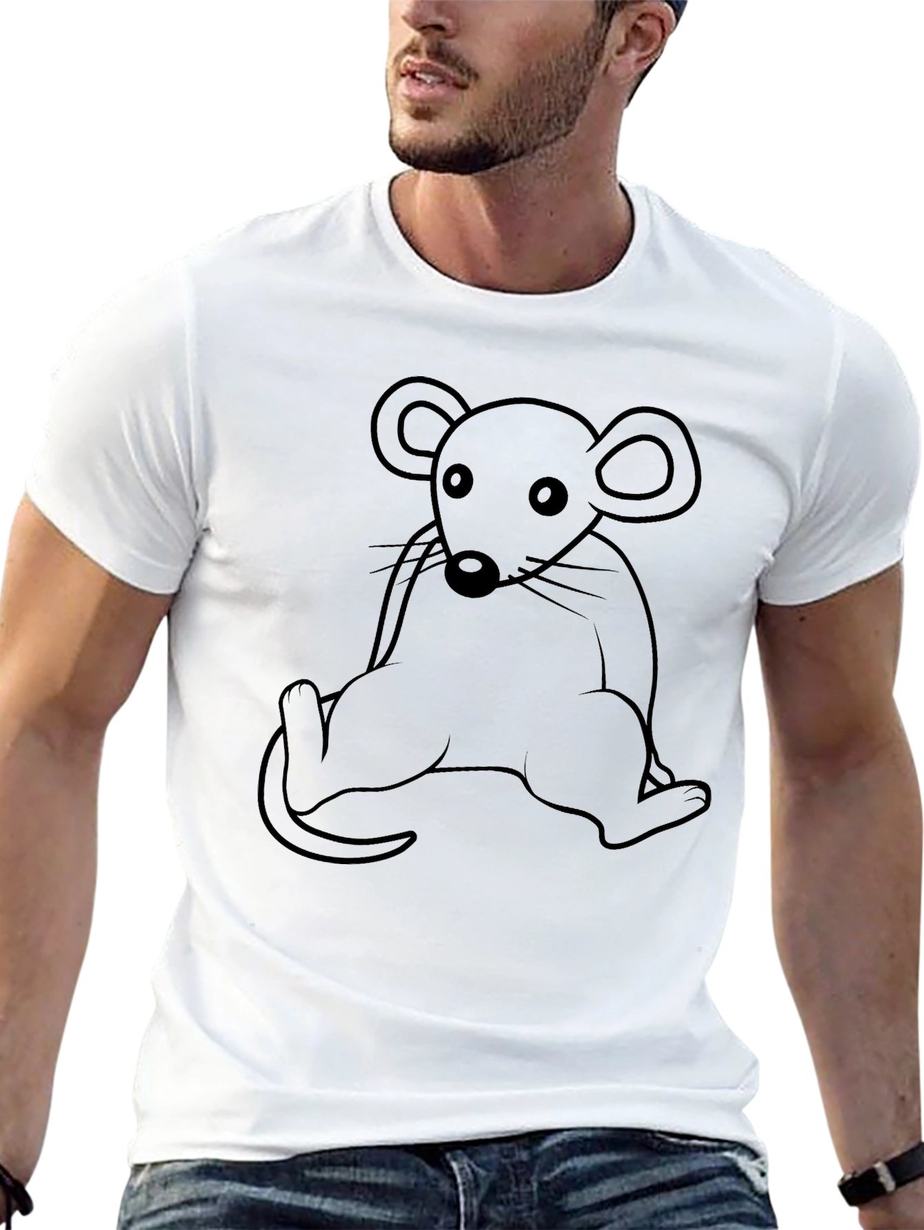 Cartoon Rat Graphic Tee - Black