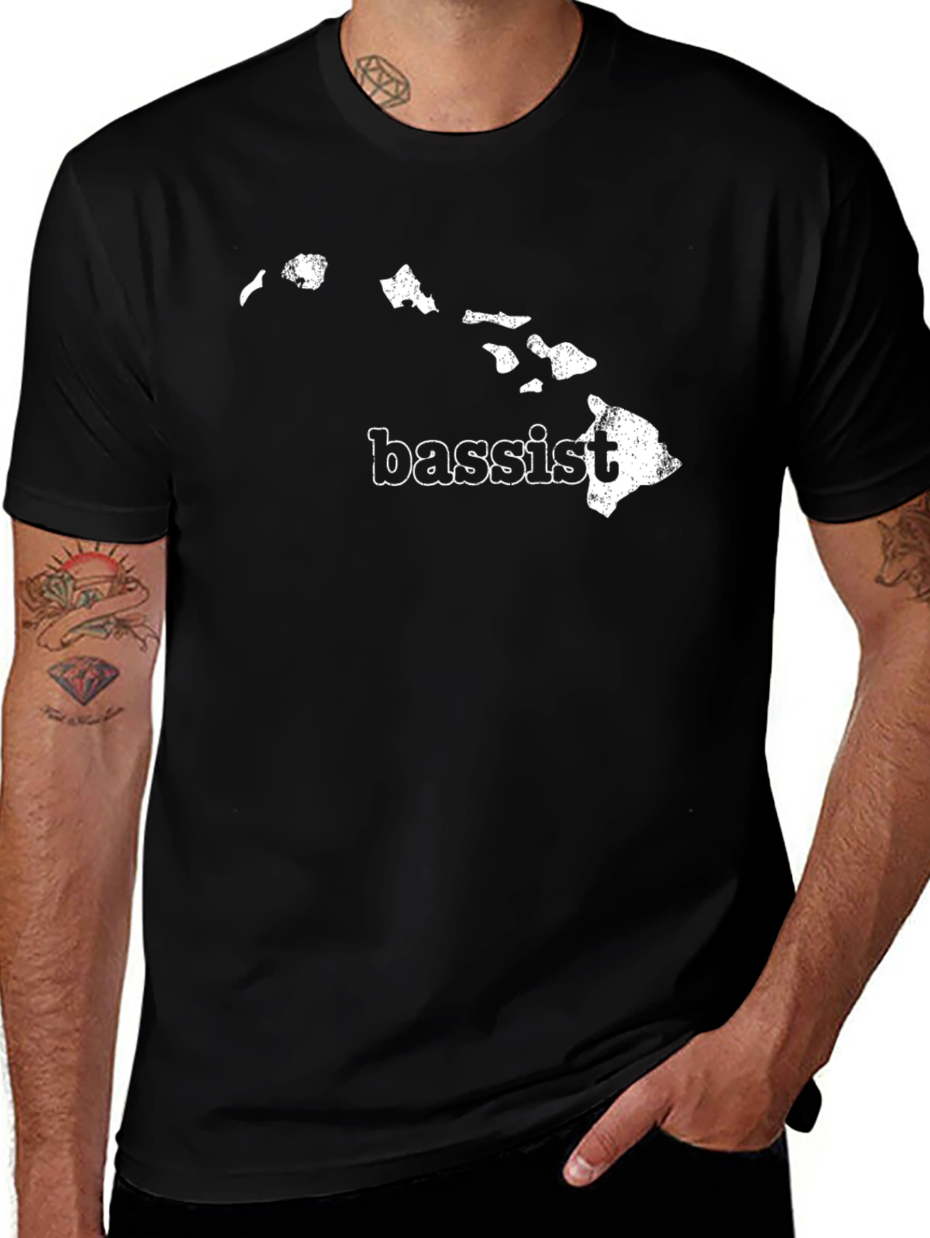 Hawaii Bassist Black T-Shirt - Island Style