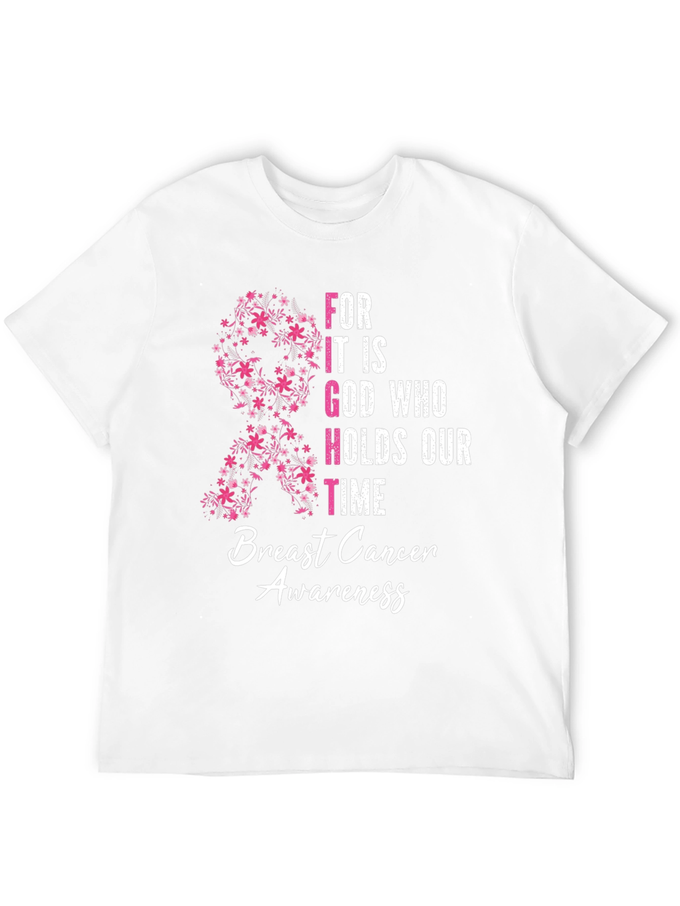 Breast Cancer Awareness Floral Ribbon T-Shirt