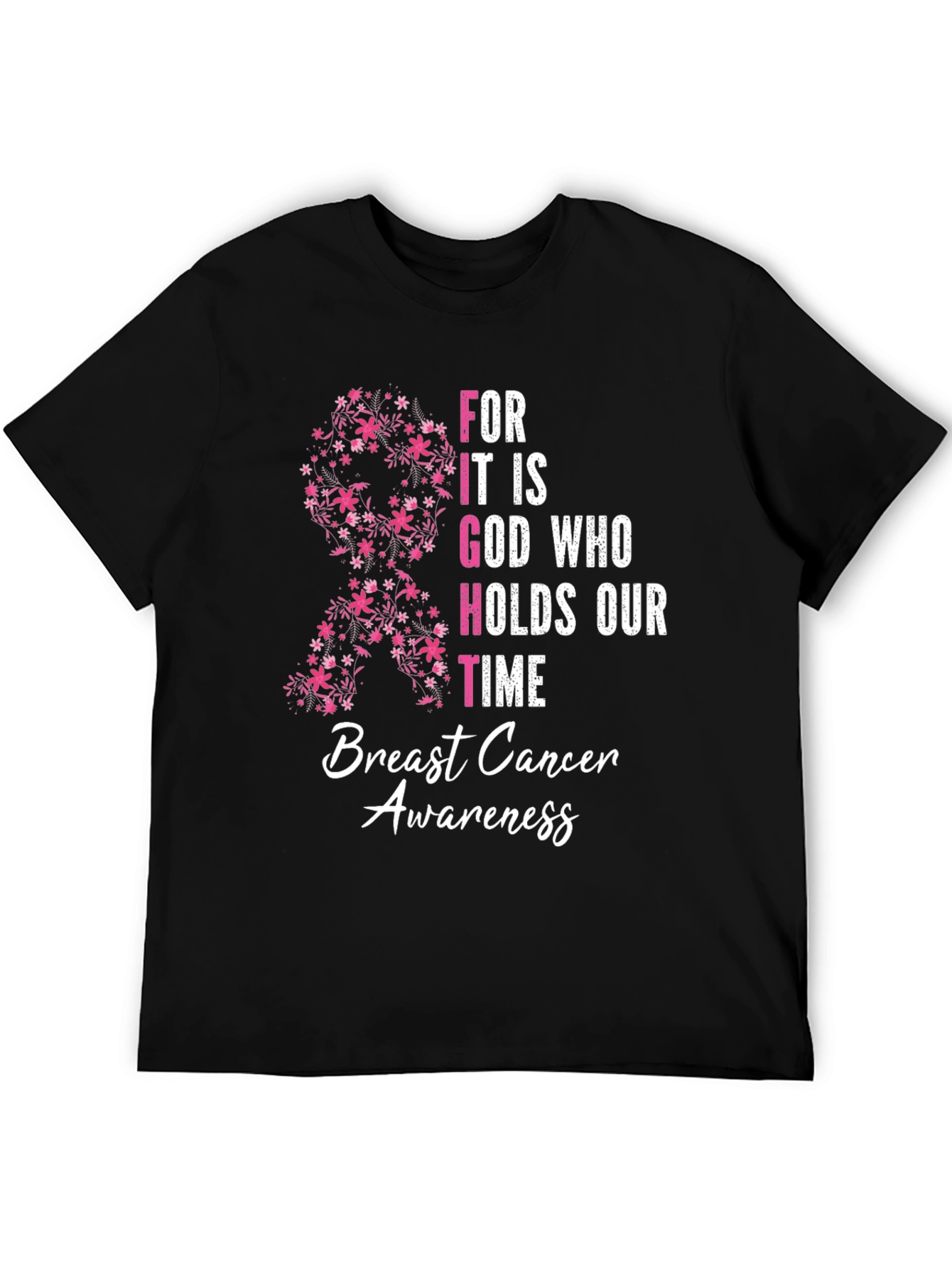 Breast Cancer Awareness Floral Ribbon T-Shirt