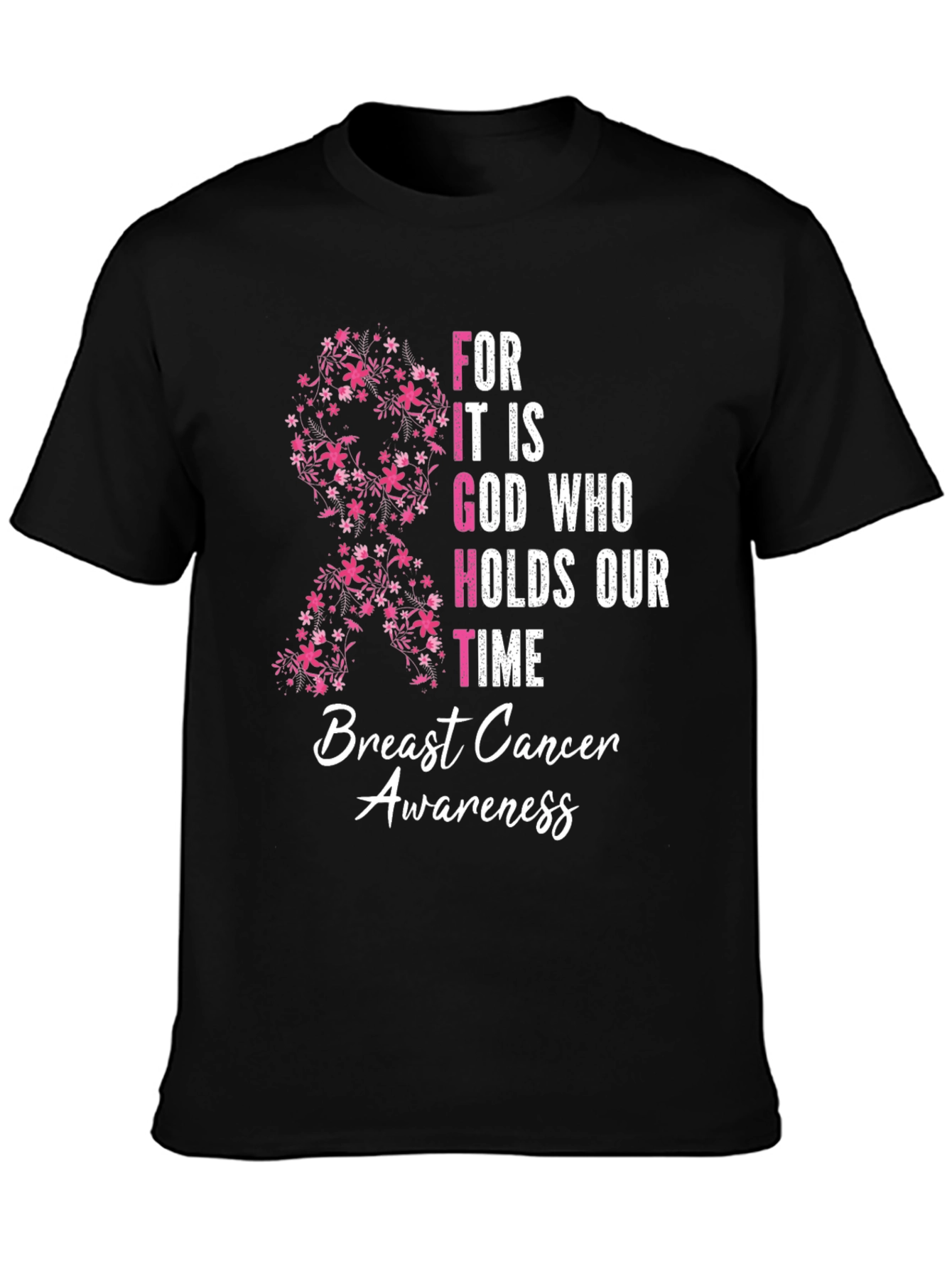 Breast Cancer Awareness Floral Ribbon T-Shirt