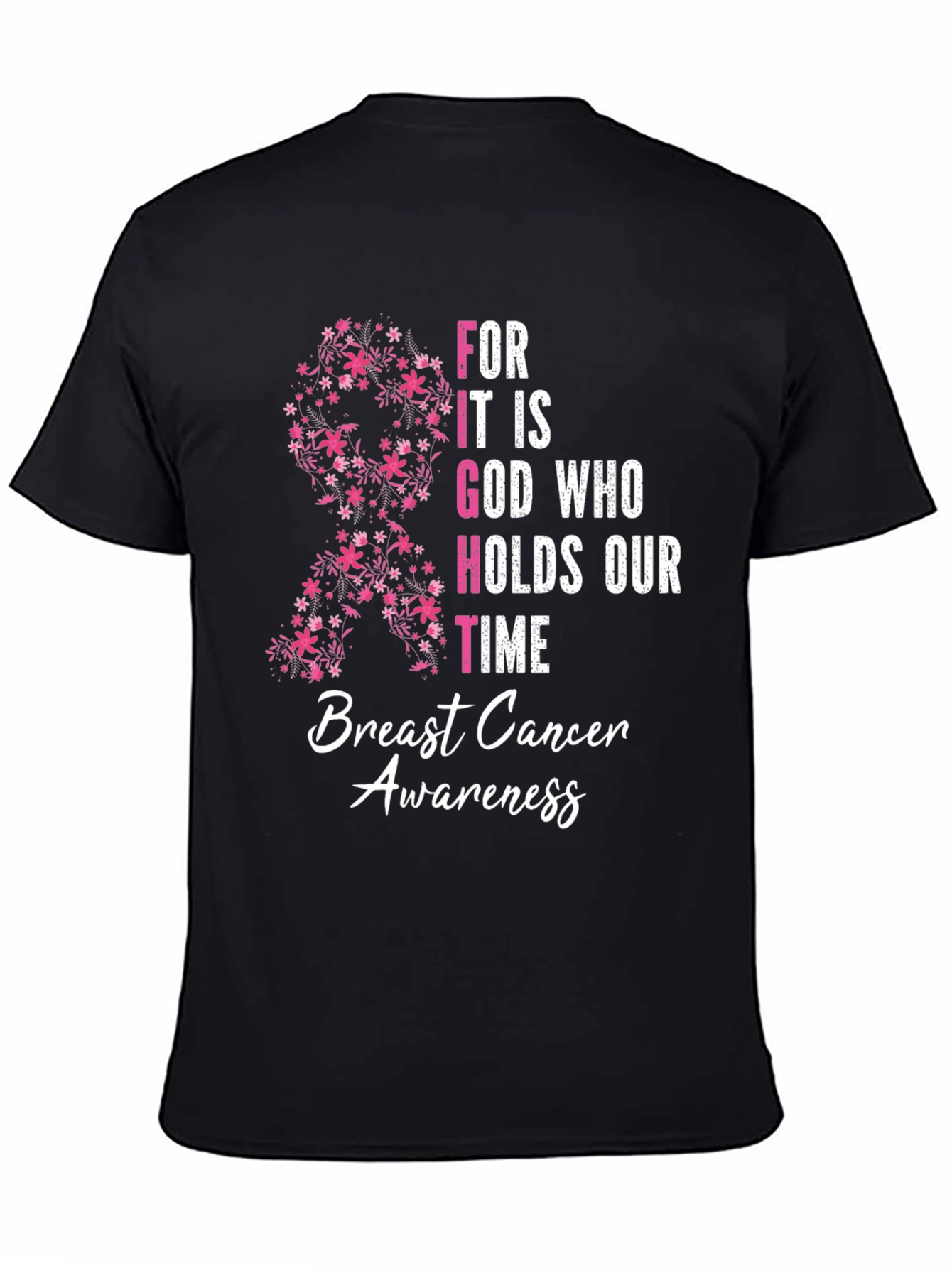Breast Cancer Awareness Floral Ribbon T-Shirt